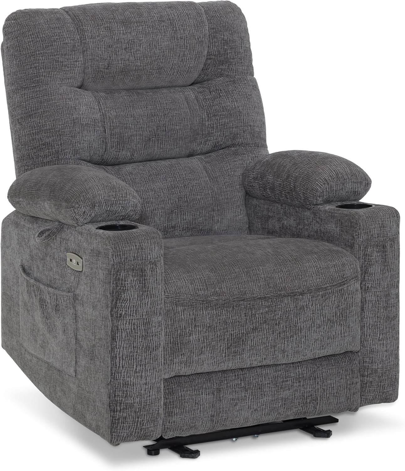 Lounge chair, electrically adjustable TV chair, lounge chair, breathable leather, USB and drink rack, lounge, 7033 (brown)