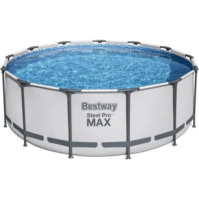 Kit Piscine hors sol tubulaire BESTWAY Steel Pro Max - 396 x 122 cm - Ronde (Livr&eacute;e avec pompe de filtration, &eacute;chelle + b&acirc;che)