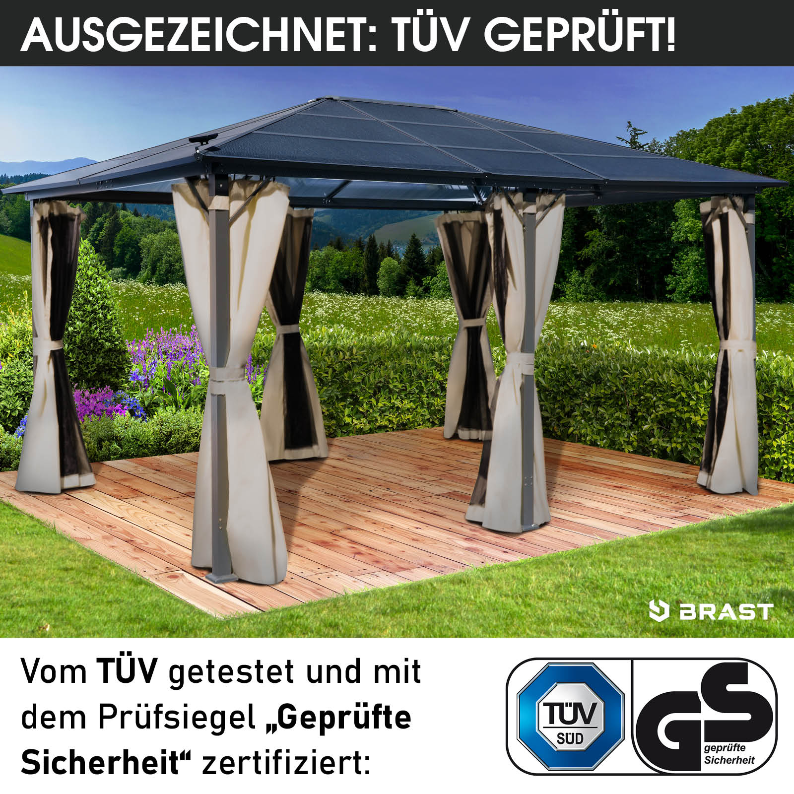 BRAST Alu Pavillon PREMIUM 3,6x4,8m beige