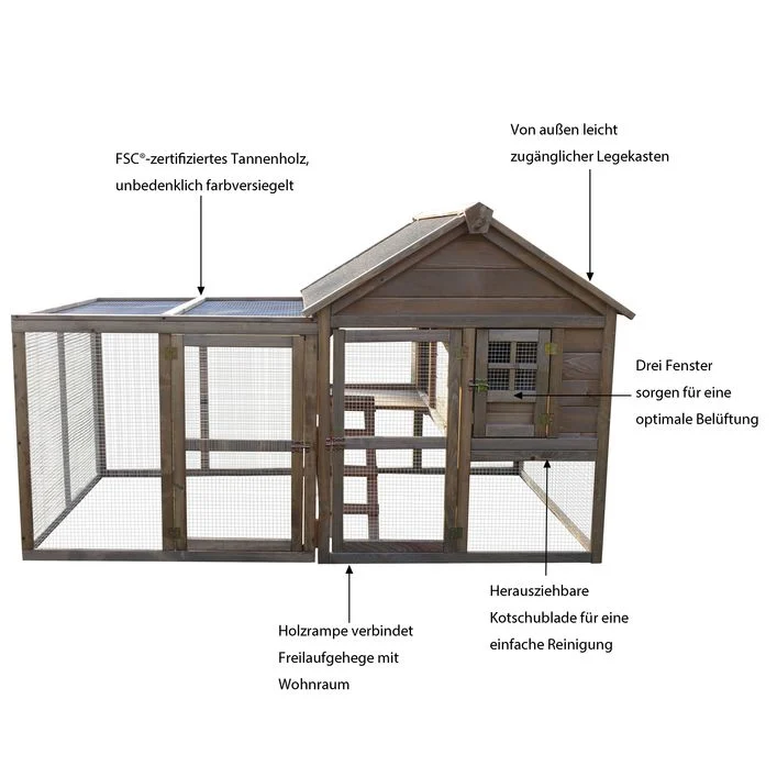 Dehner Lieblinge Hühnerstall Mondalay, hellbraun, ca. B203/H122/T153 cm