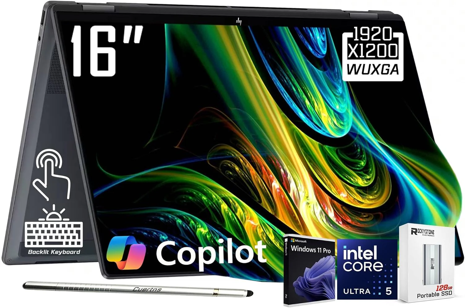 HP OmniBook X Flip 2-in-1 Copilot+ AI PC Laptop, 16