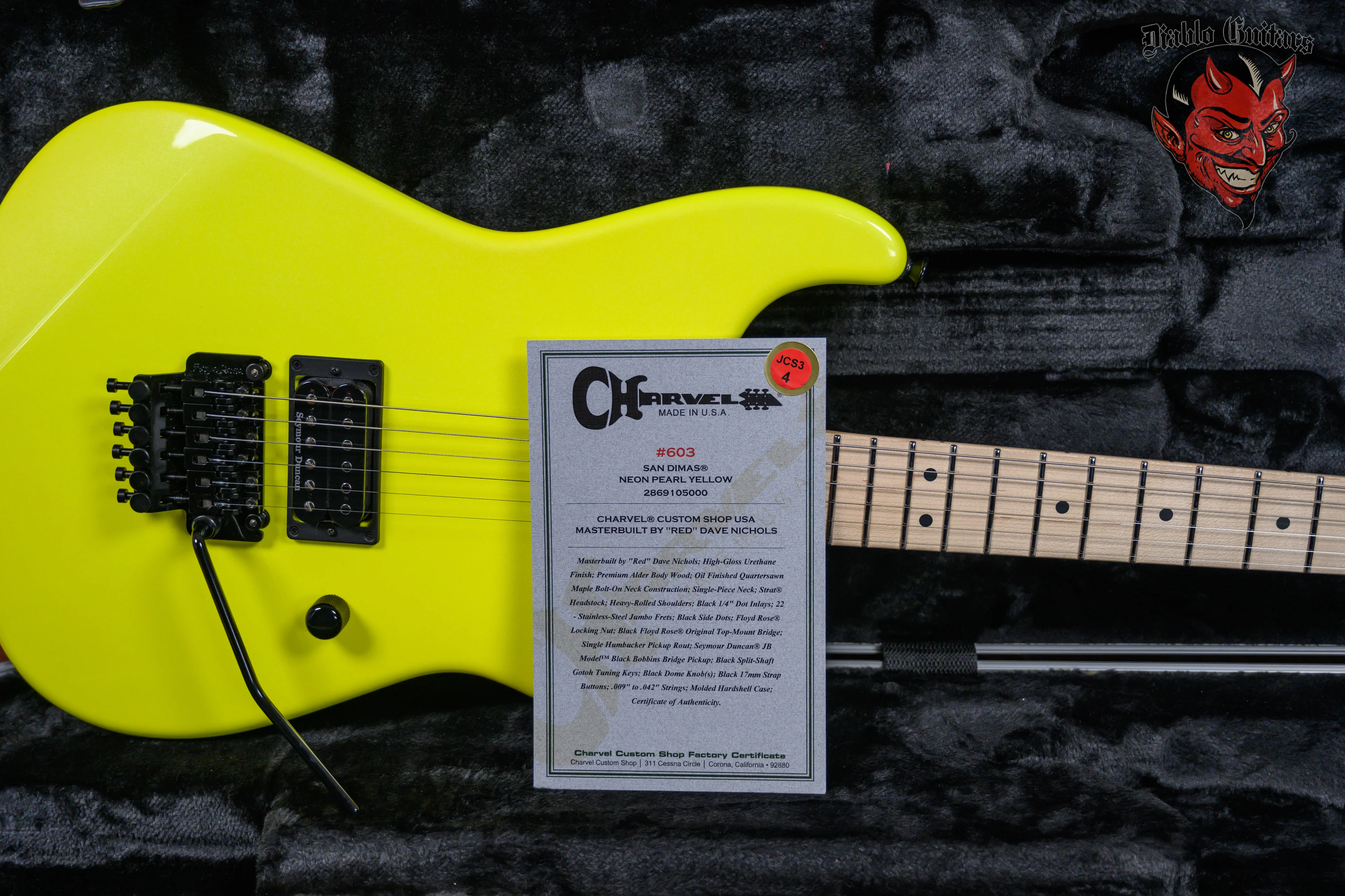 Charvel USA Custom Shop San Dimas Namm Edition #603 Master Built by ��Red�� Dave Nichols Neon Pearl Yellow 2025 w/OHSC