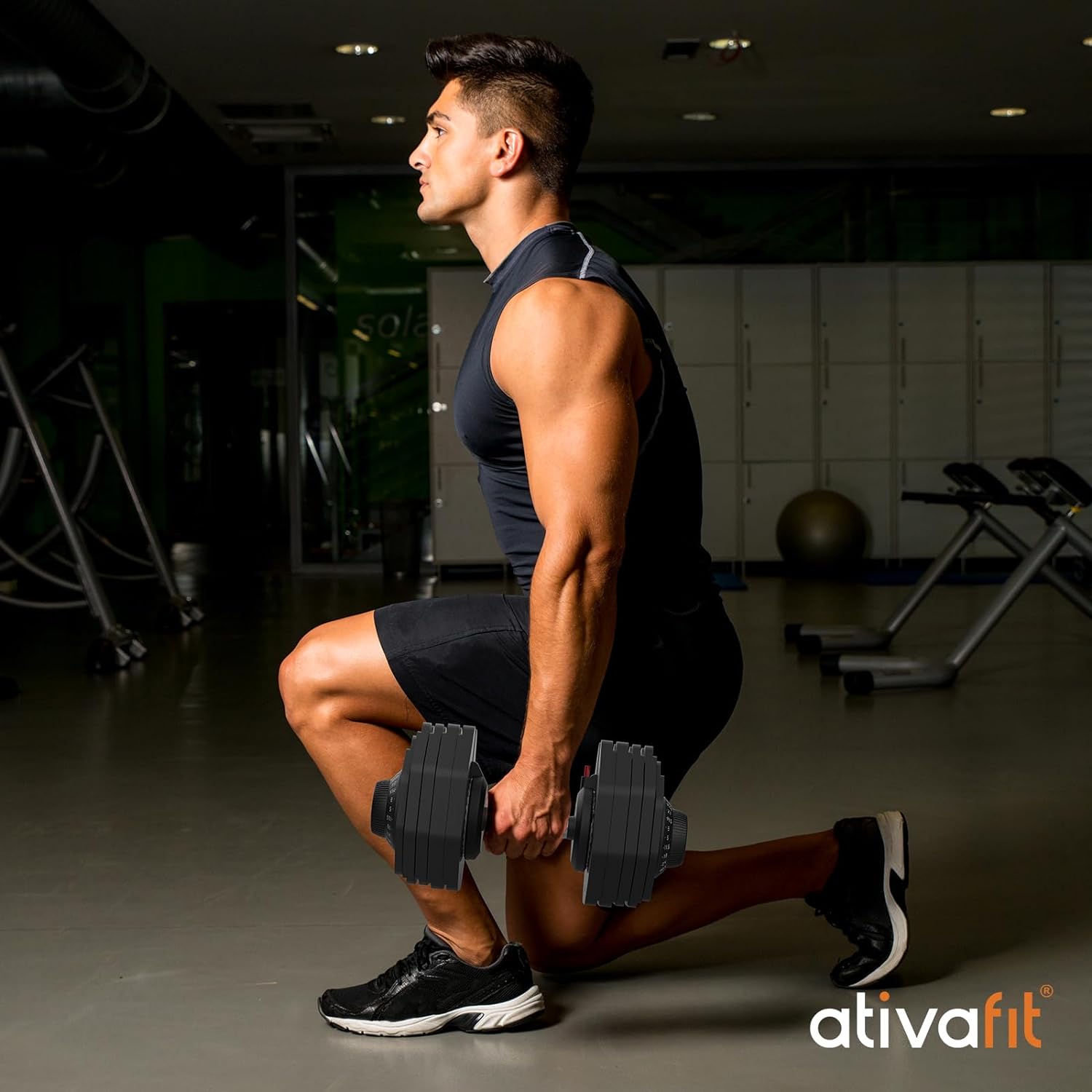 ATIVAFIT Adjustable Dumbbell Set 88 LBS Pair Dumbbell Free Weights Dumbbell Multiweight Options for Men Women Full Body Workout Fitness Home Gym