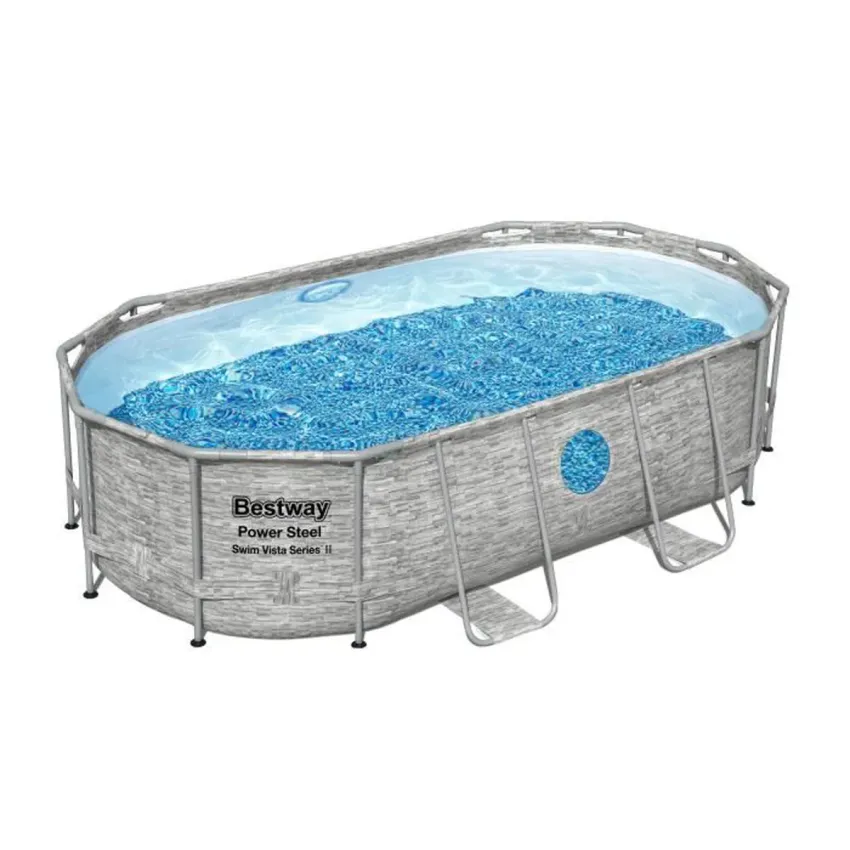 Kit Piscine hors sol BESTWAY Power Steel&trade;- 427 x 250 x 100 cm - Ovale (Livr&eacute;e avec filtre &agrave; cartouche, b&acirc;che, &eacute;chelle)