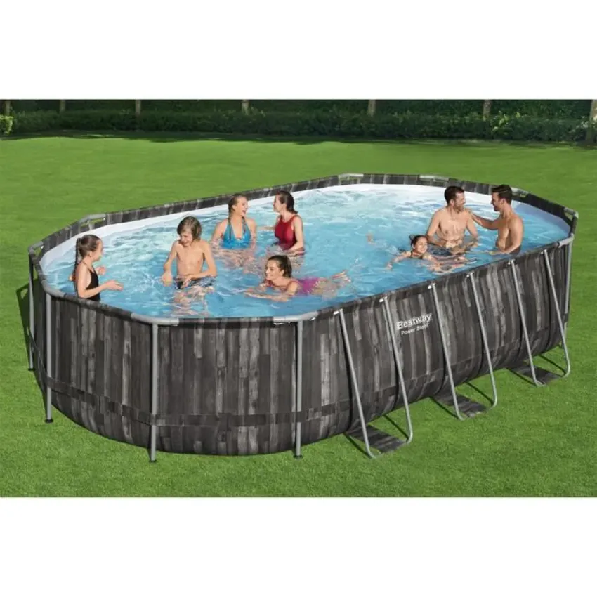 Kit Piscine hors sol tubulaire BESTWAY - Power Steel&trade; - 610 x 366 x 122 cm - Ovale (Avec &eacute;purateur, &eacute;chelle, b&acirc;che)
