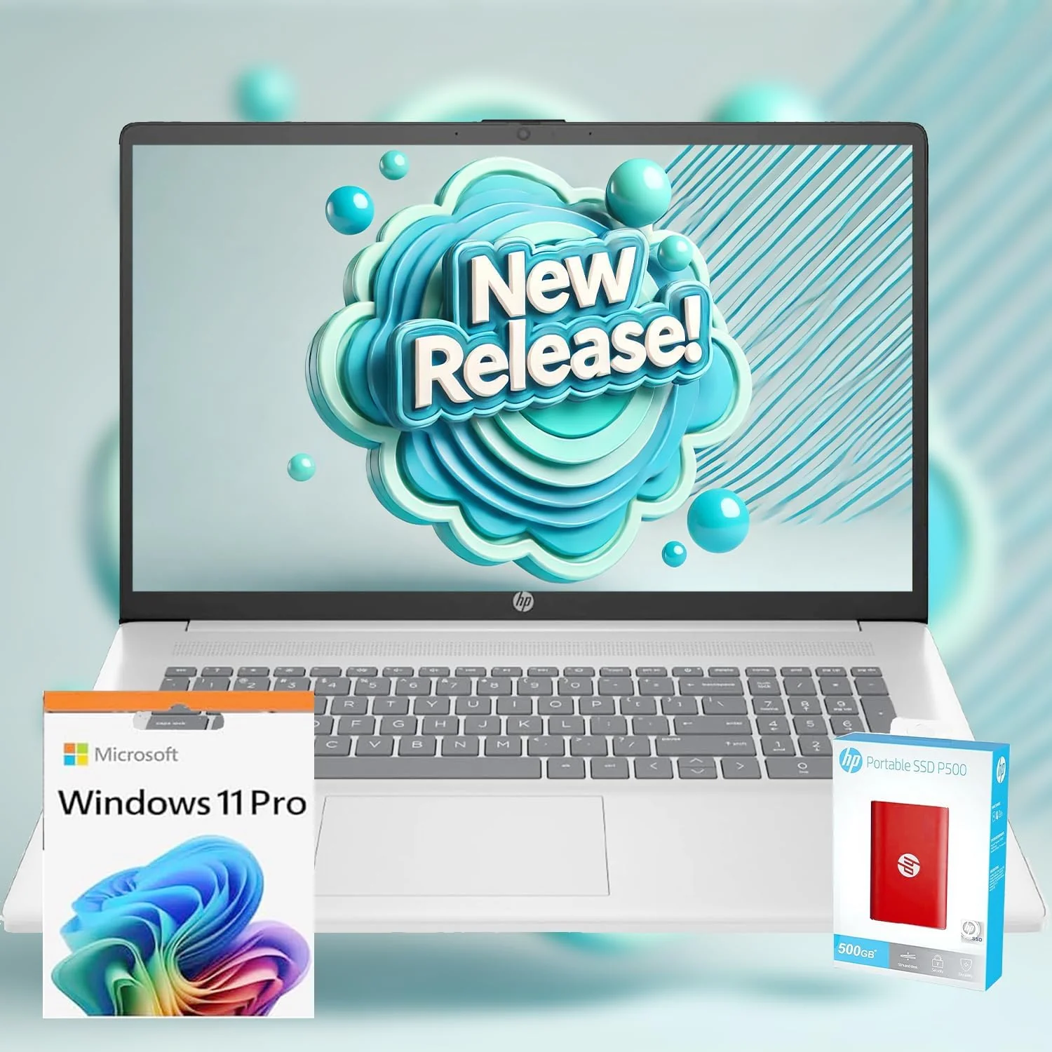 HP 2025 New 17 inch Laptop Computer • 32GB RAM • 1.5TB Storage (1TB PCIe withHP P500 512GB Portable SSD) • AMD Ryzen 5 7430U 6-Cores Processor • Windows 11 Home with Microsoft Office