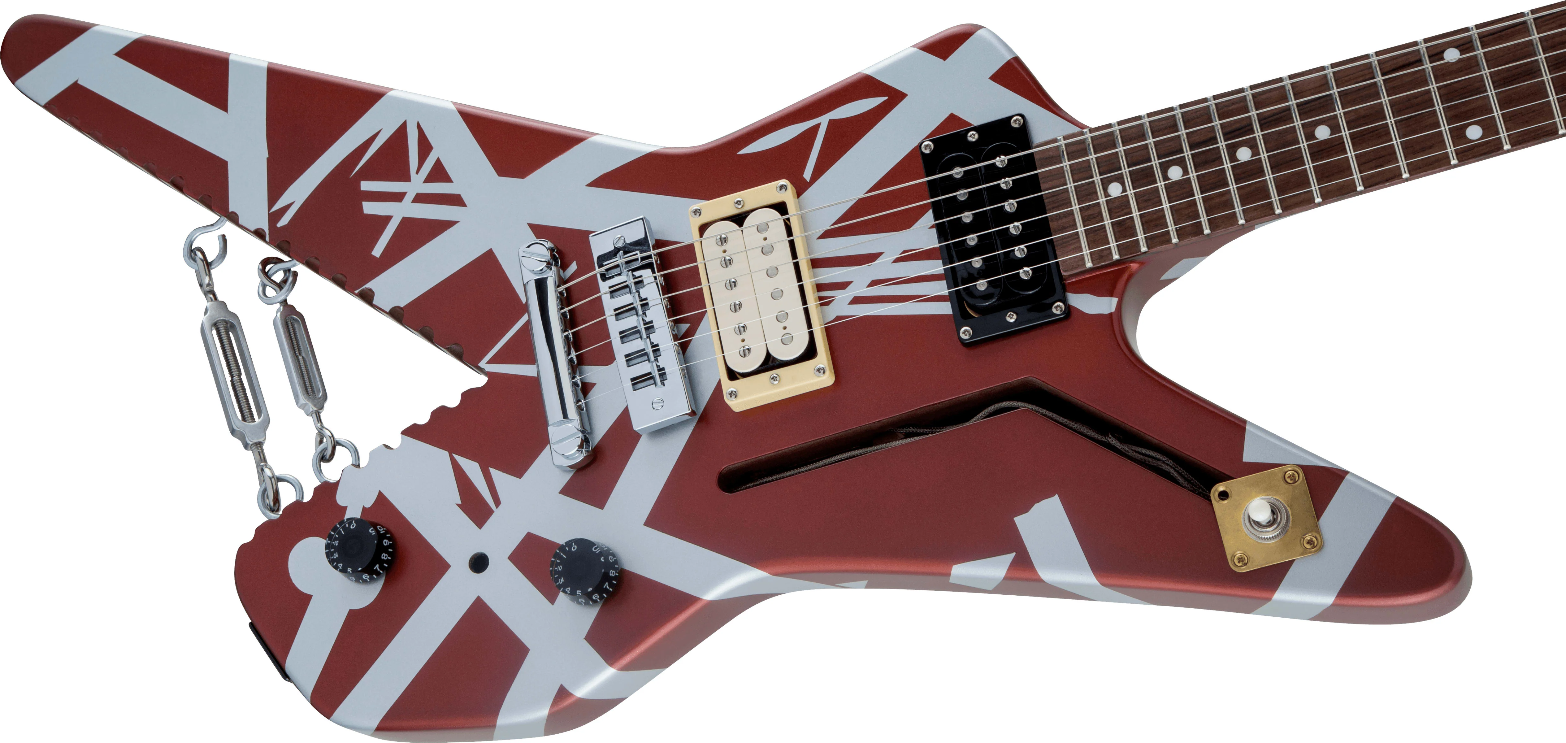 EVH Striped Series Shark Burgundy/Silver Stripes 2024 w/Original Gigbag
