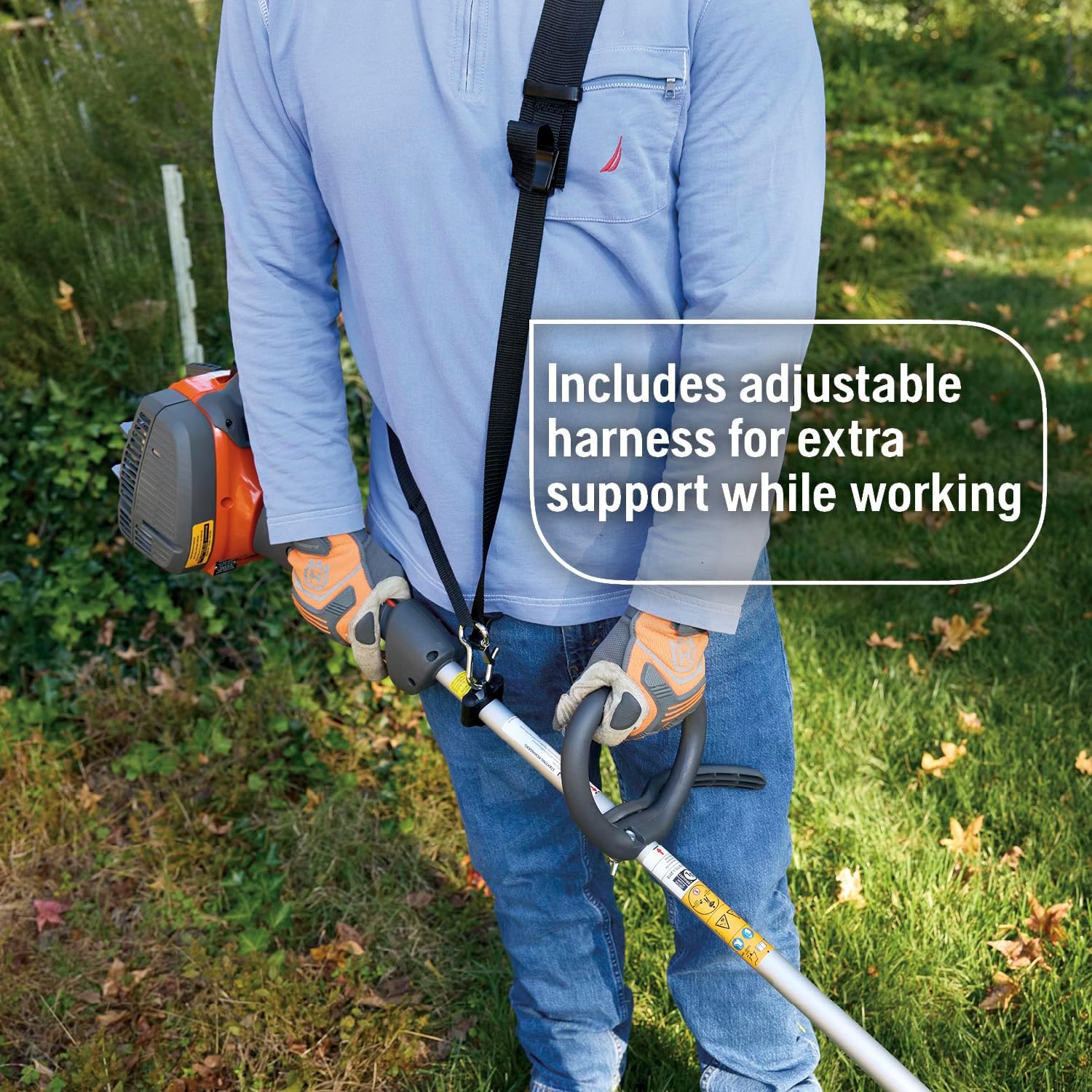 Husqvarna 122RJ Brushcutter, Multi-Purpose Gas Brush Cutter Tool with String Trimmer Head and Grass Blade, Includes Adjustable Harness for Additional Support, 970732503