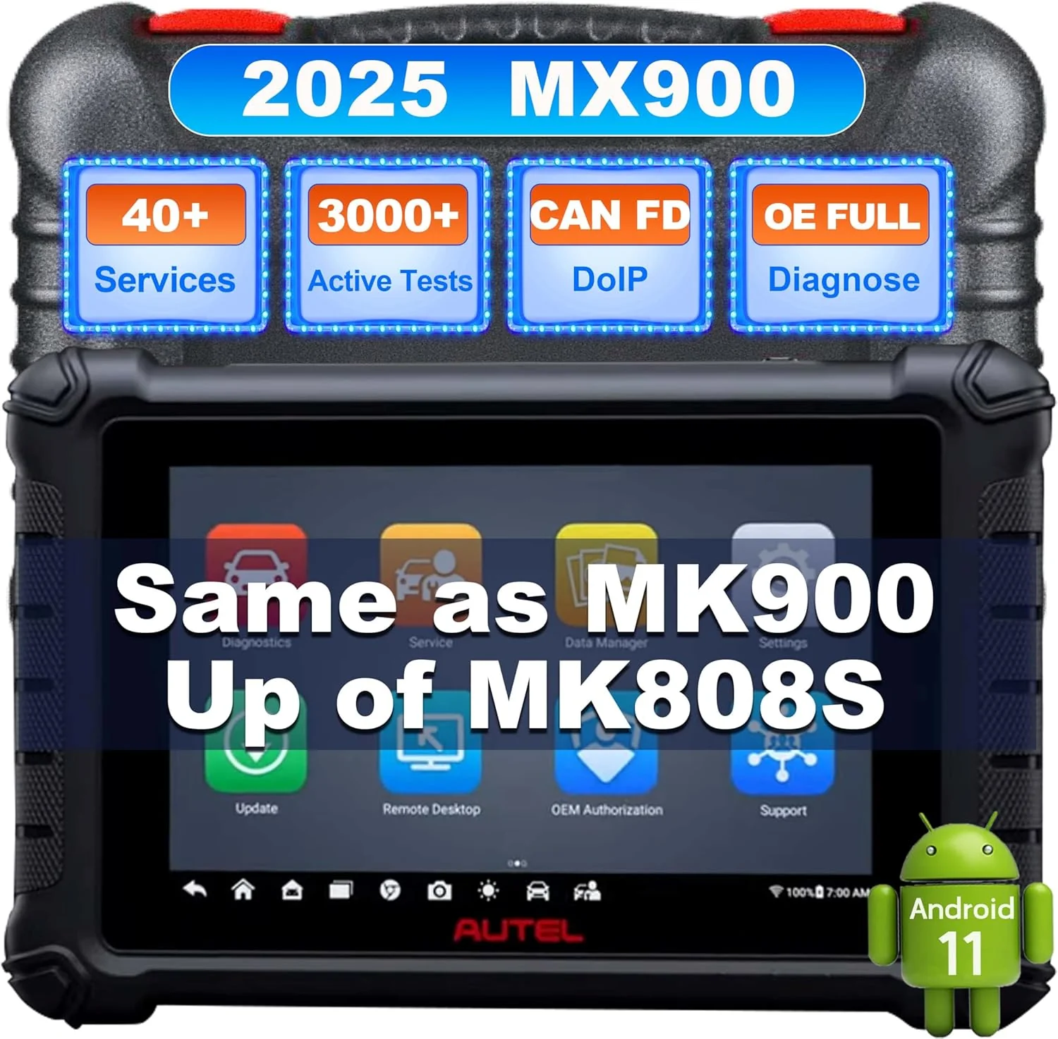 Autel MaxiCheck MX900 OBD2 Scanner, Same as MaxiCOM MK900 MK900BT, Upgrade of MK808 MX808, All System Diagnostic Scan Tool for Cars, 40+ Services, 3000+ Active Tests, CAN FD/DoIP, FCA