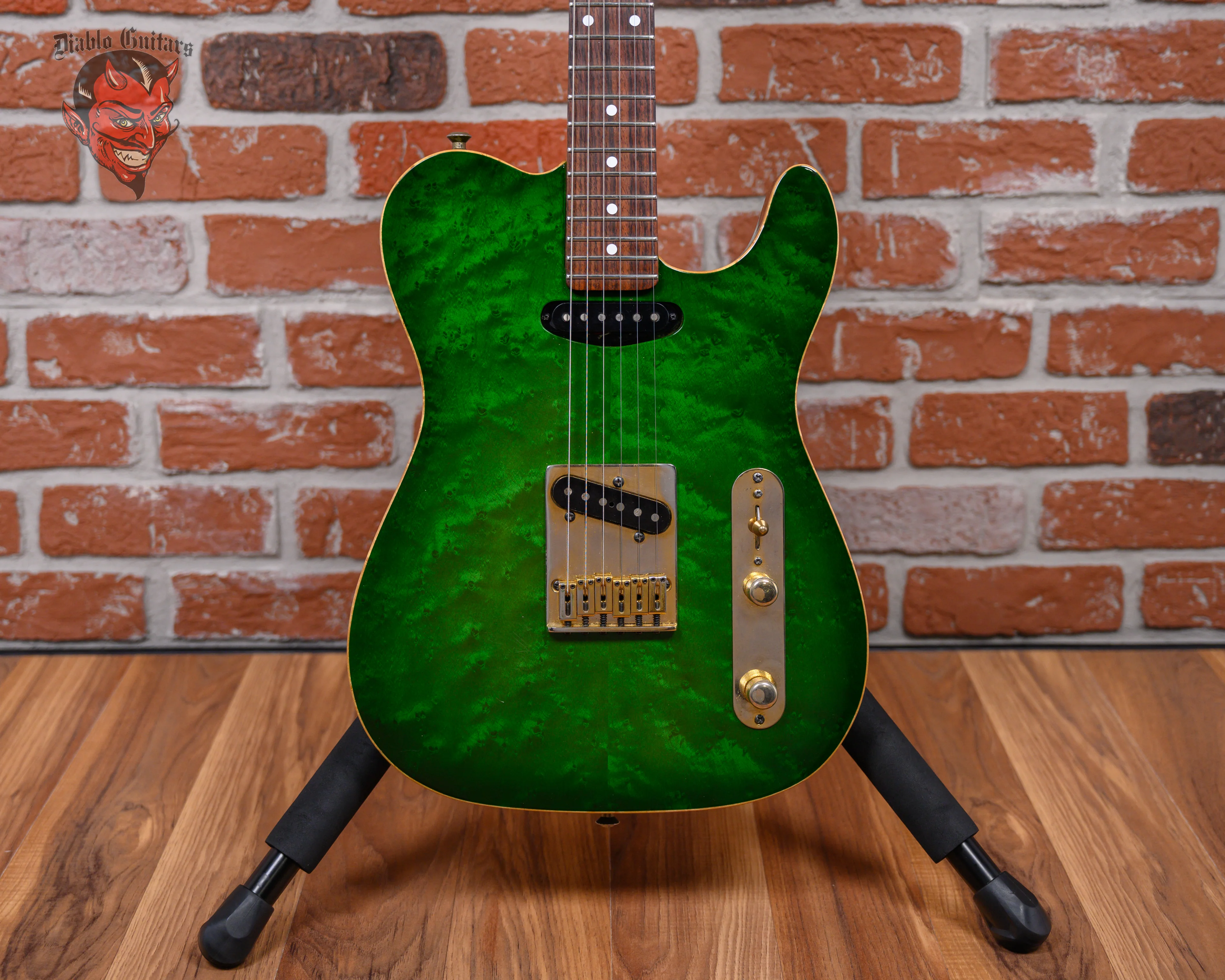 B.C. Rich USA Custom Shop Telecaster One-Off Birdseye Maple Top Transparent Green 1990 w/OHSC