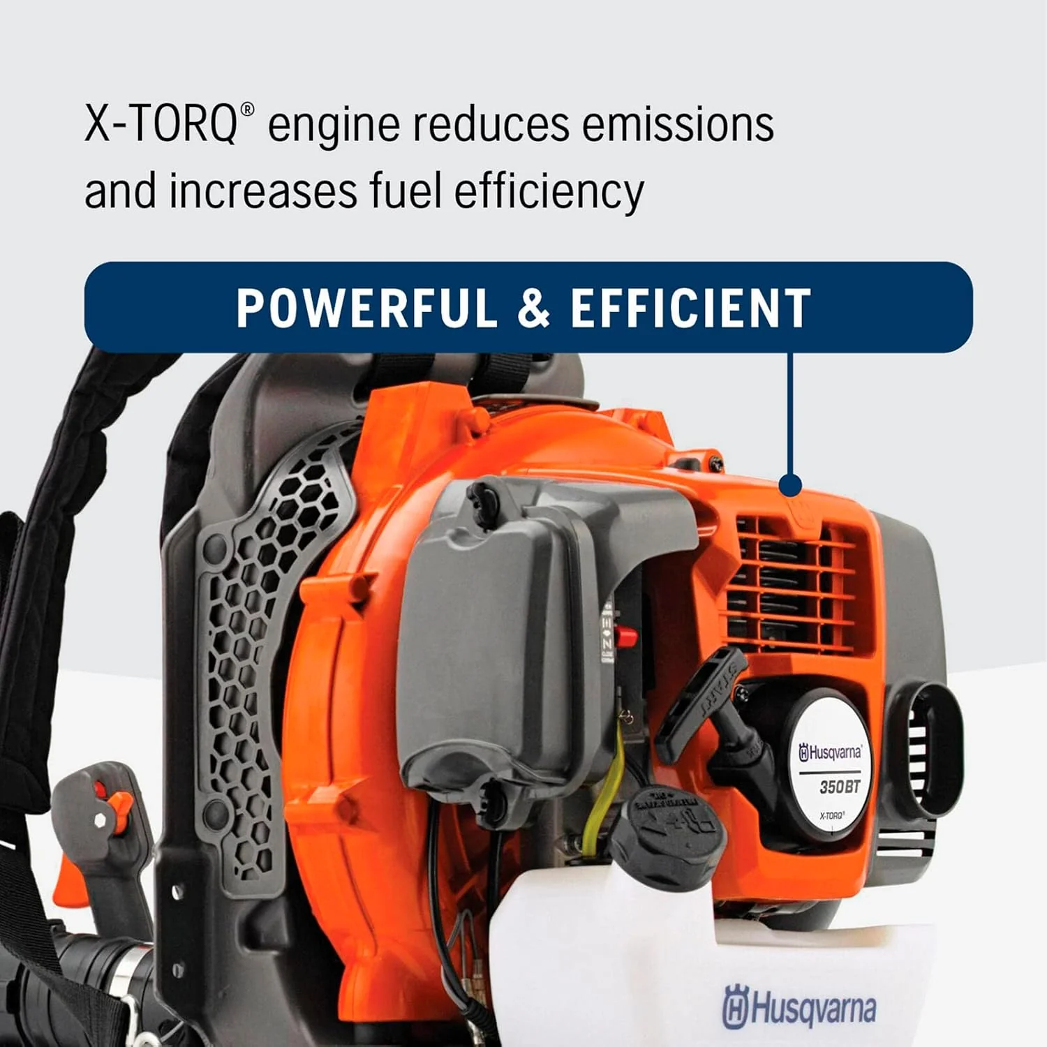 Husqvarna 350BT Gas Leaf Blower, 50.2-cc 2.1-HP 2-Cycle Backpack Leaf Blower with 692-CFM, 180-MPH, 21-N Powerful Clearing Performance and Ergonomic Harness System, Gifts for dad