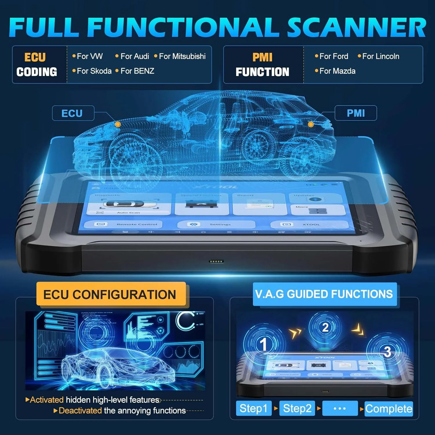 XTOOL InPlus IP919 Diagnostic Scanner for Car, Bidirectional Scan Tool with Topology Map, ECU C 0ding & Pr0 gramming, 51+ Resets, All System OBD2 Scanner Diagnostic Tool with 3-Year Free Update
