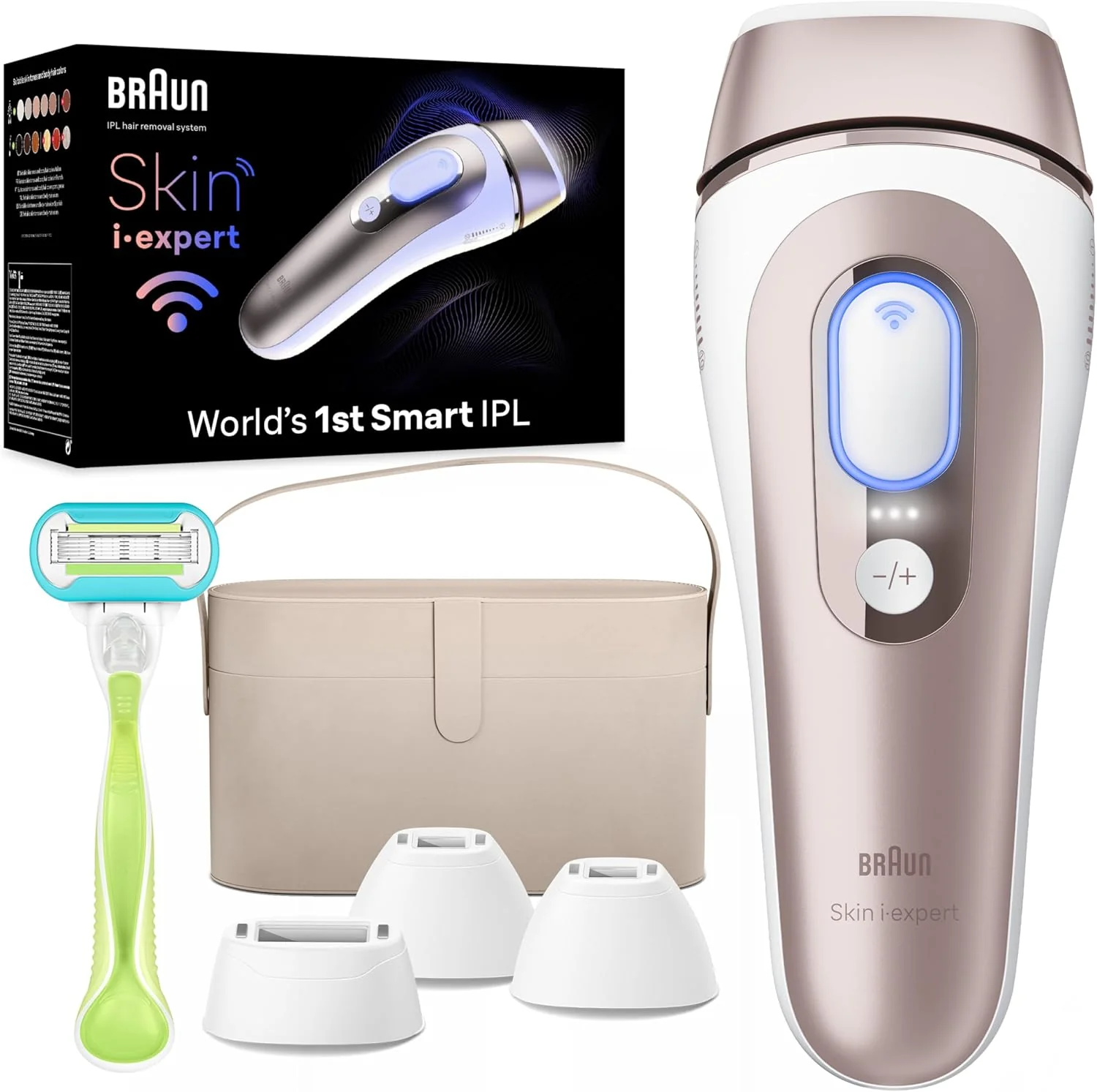 Braun Smart IPL, Vogue’s Best Hair Removal Device, Skin i·Expert Pro 7: at Home Laser Hair Removal, Permanent Visible Hair Reduction, Free App, Venus Razor, 2 Smart Head, Facial Trimmer, IPL7219