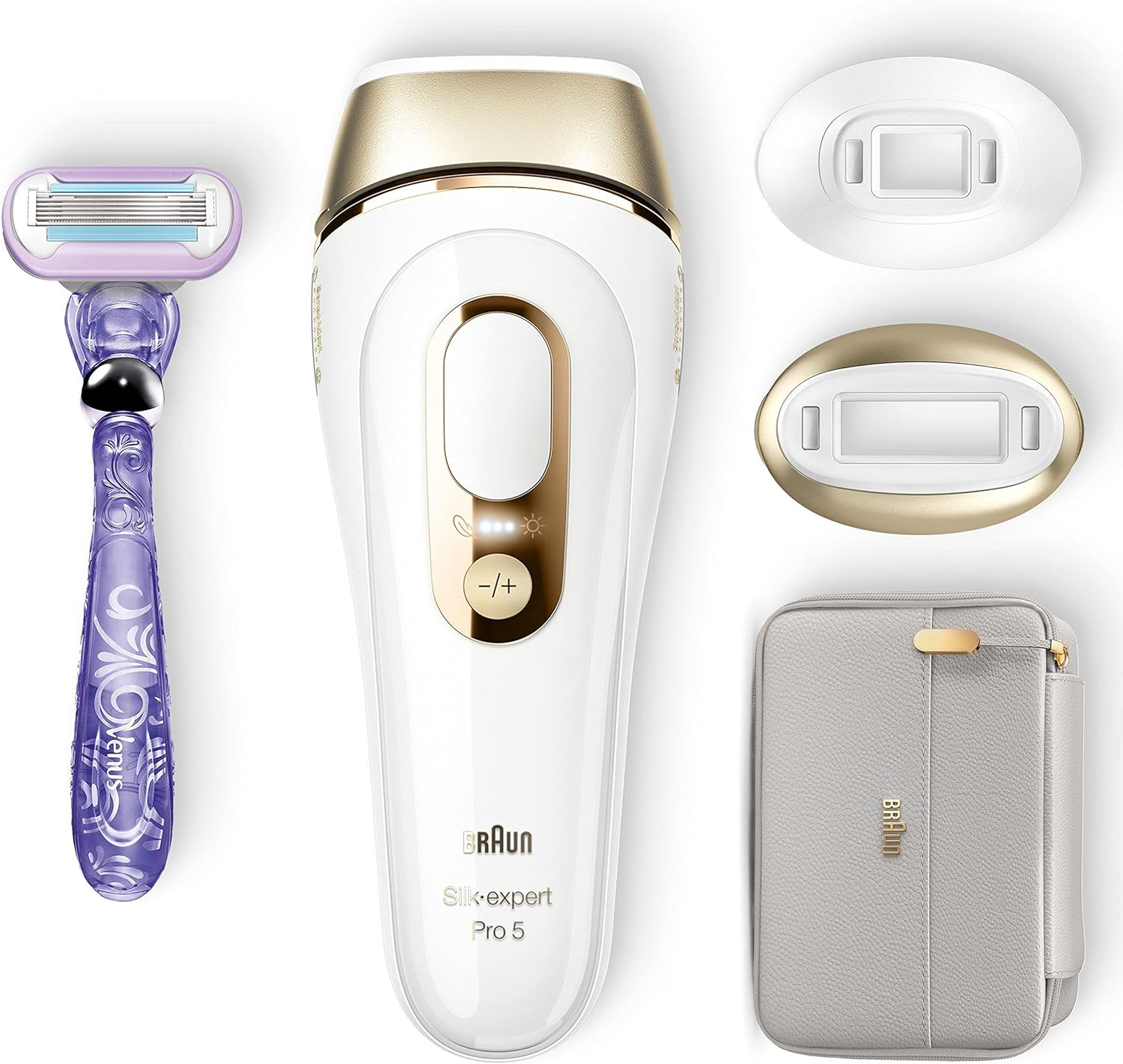 Braun IPL Silk-Expert Pro 5 Hair Removal Device for Permanently Visible Hair Removal, Venus Razor & Bag, Alternative to Laser Hair Removal