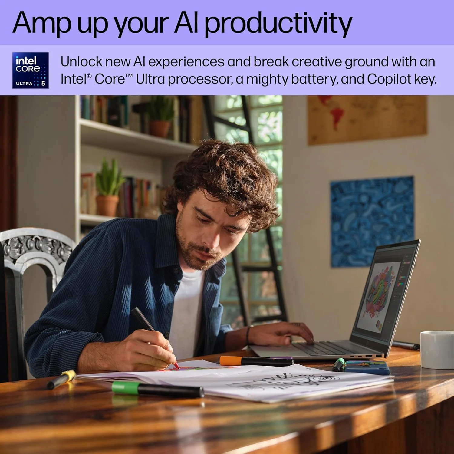 HP OmniBook 5 16 inch AI PC, 2K Touchscreen Display, Intel Core Ultra 5 225U, 16 GB RAM, 512 GB SSD, Intel Graphics, Windows 11 Home, Glacier Silver, 16-af1700nr