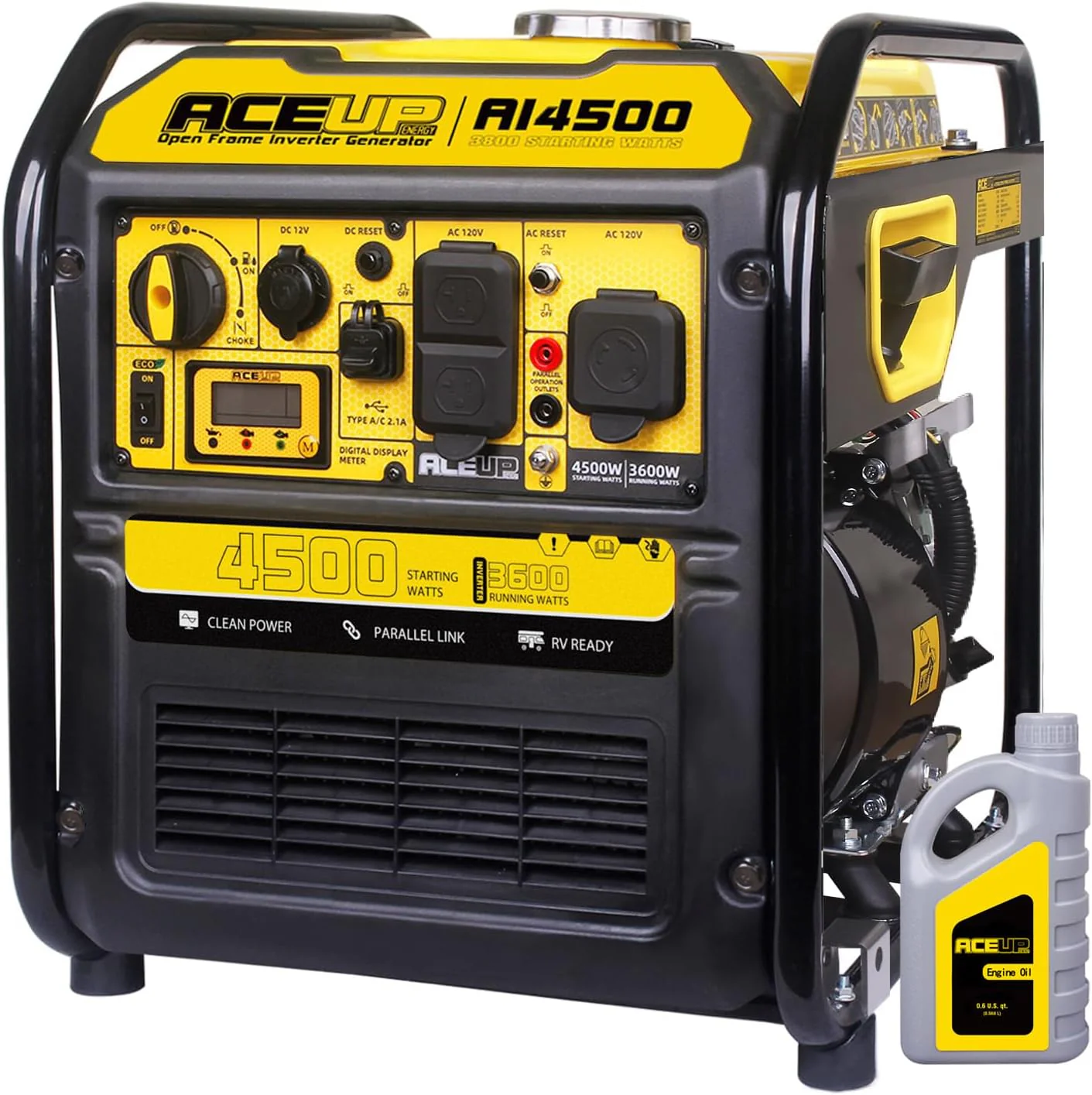 Aceup Energy 4500 Watt Inverter Generator 223CC, Gas Powered Generator for Home Use, Camping, EPA Compliant