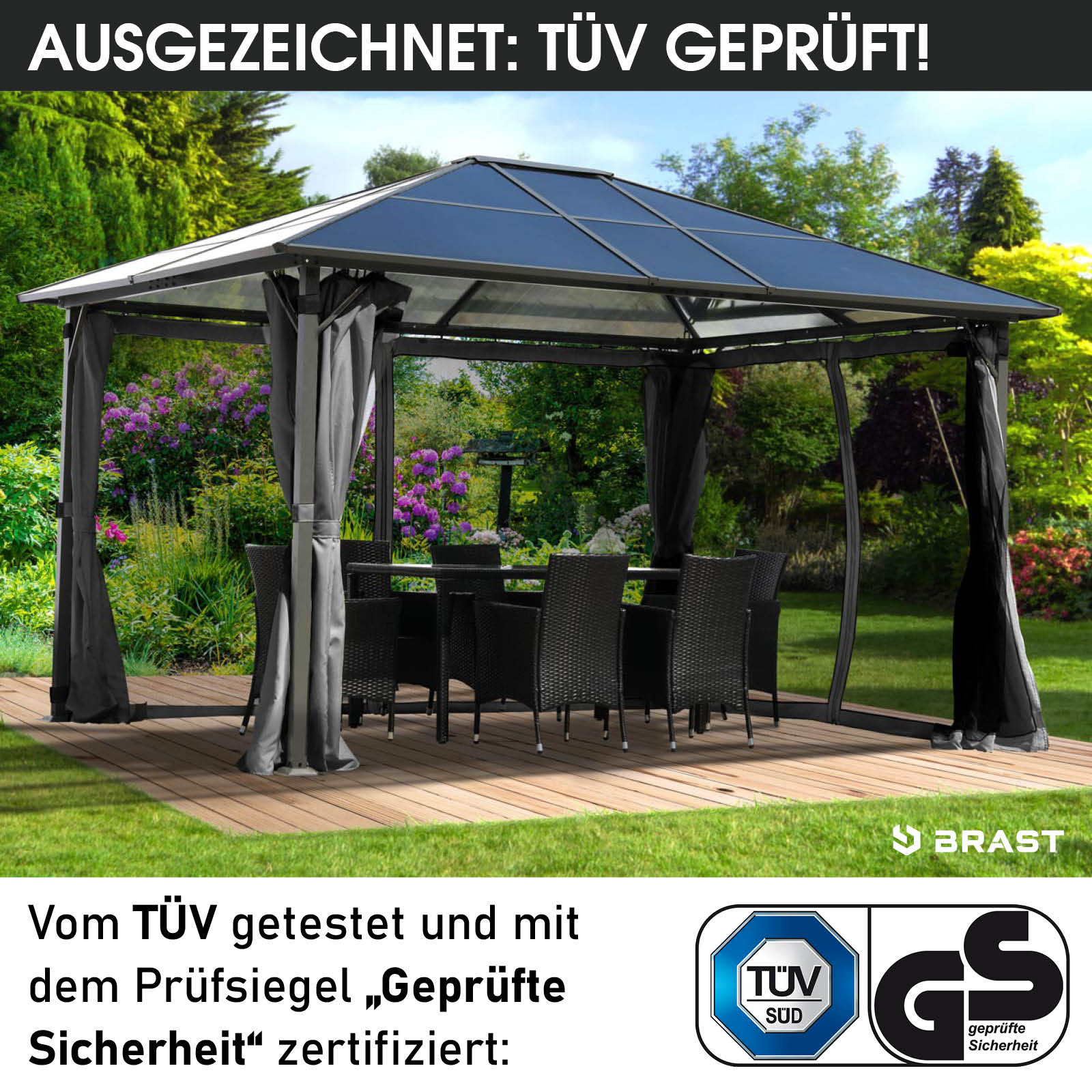 BRAST Alu-Pavillon SUMMERDREAM 3x4m grau