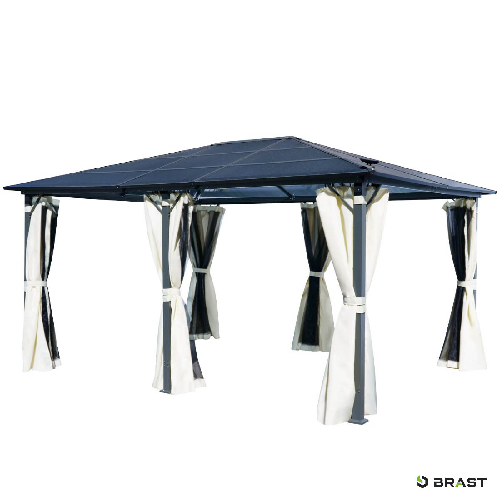 BRAST Alu-Pavillon PREMIUM 3,6x4,8m beige inkl. LEDs