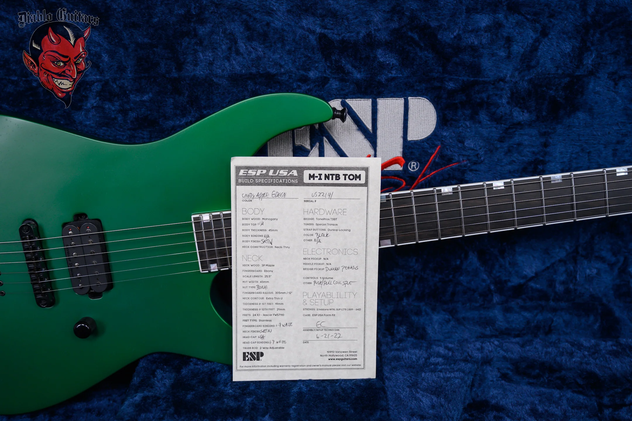 ESP USA Custom Shop M-I NTB TOM Candy Apple Green Satin 2022 w/OHSC