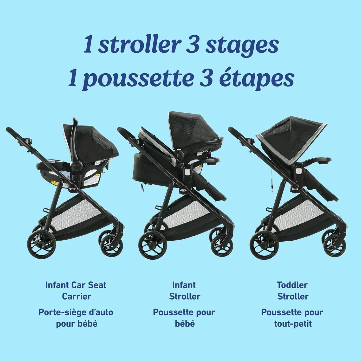 Graco Modes Element Travel System, 3-in-1 Baby Stroller and Car Seat Combo with Rear-Facing SnugRide SnugLock 35 Lite Infant Car Seat, Rear-Facing from 1.8-16 kg (4-35 lb), Miles