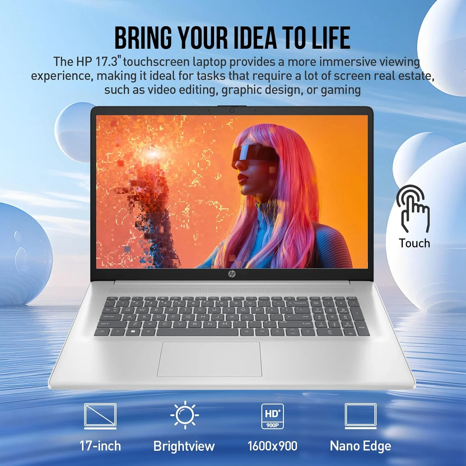 HP 17 Touchscreen Laptop Computer, 17.3