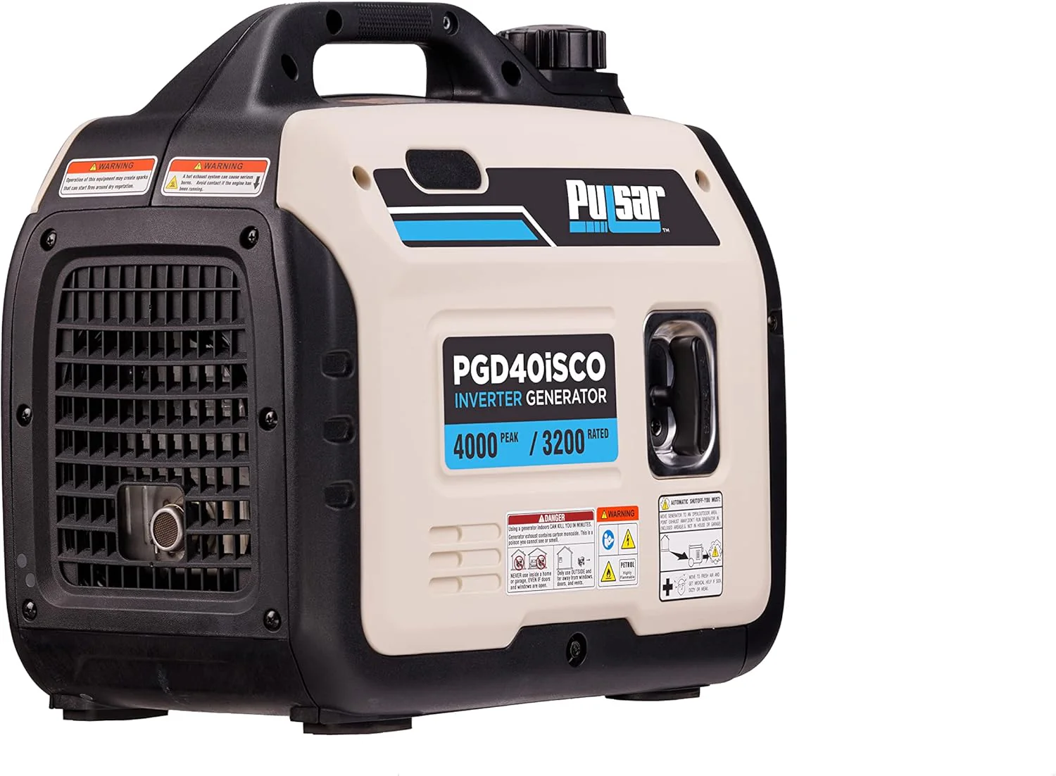 Pulsar PGD40ISCO Ultra Light Quiet 4000W Portable Gas Inverter Generator, white