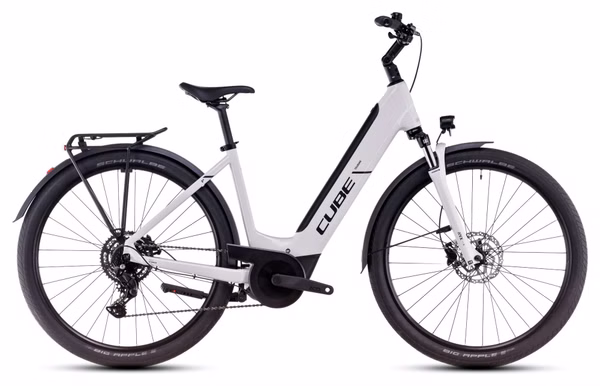 Cube Touring Hybrid One 500 Easy Entry Electric Hybrid Bike Shimano Cues 9S 500 Wh 700 mm Cotton White Grey 2025