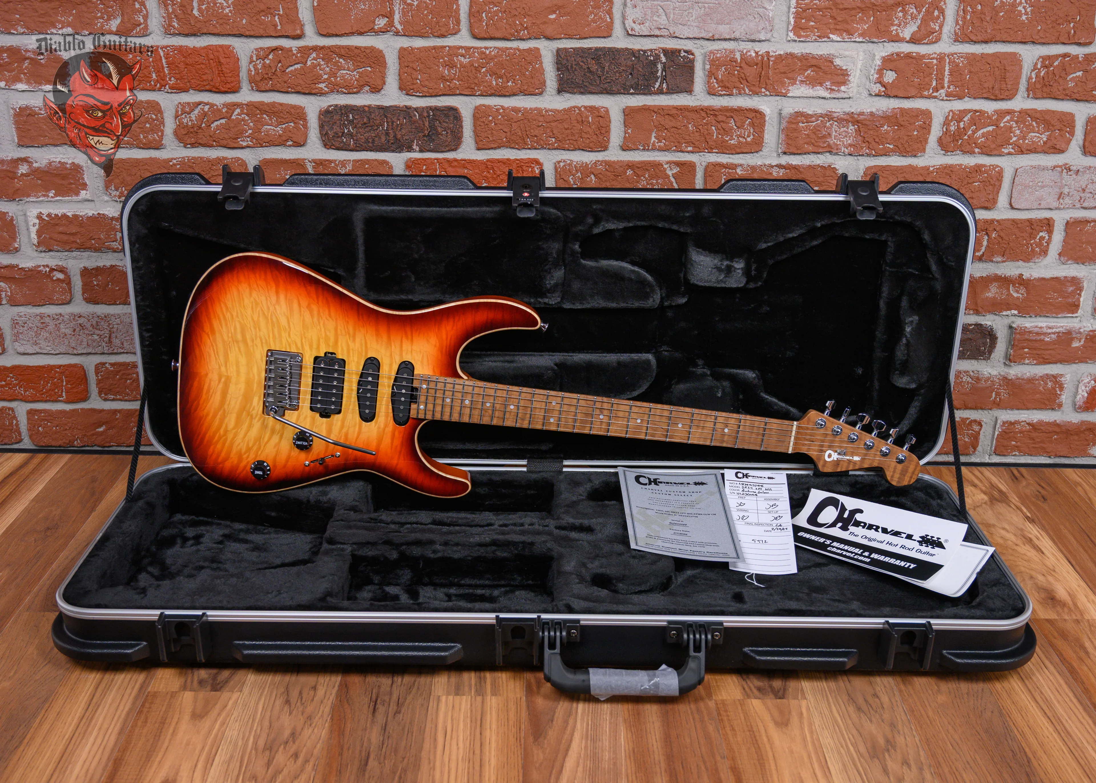 Charvel USA Custom Shop Select DK24 HSS 2PT CM QM Quilted Maple Top Autumn Glow 2024 w/OHSC