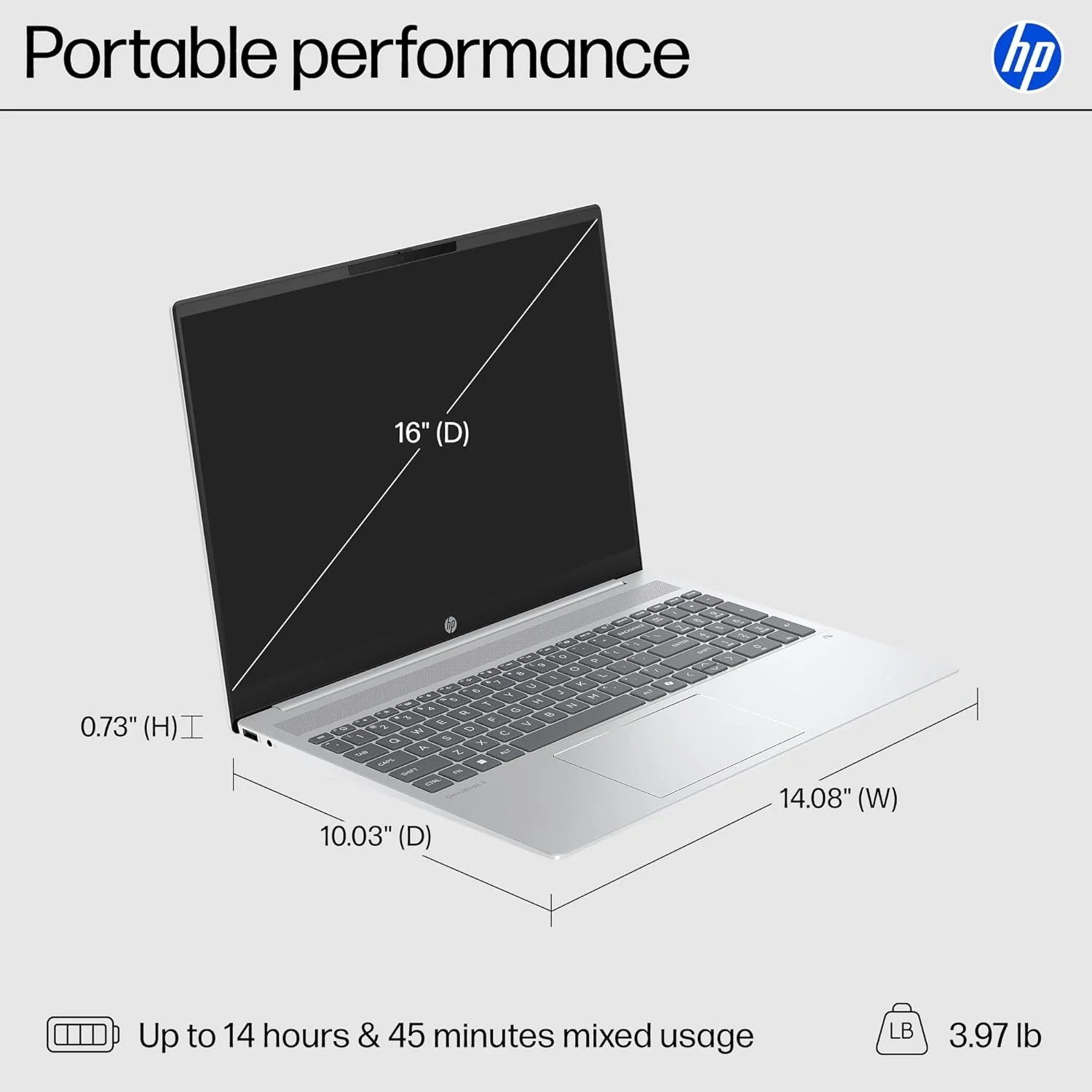 HP OmniBook 5 16 inch Next Gen AI PC, 2K Display, AMD Ryzen AI 5 340, 16 GB RAM, 512 GB SSD, AMD Radeon 840M Graphics, Windows 11 Home, Copilot+ PC with 50 Tops NPU, Glacier Silver, 16-ag1000nr
