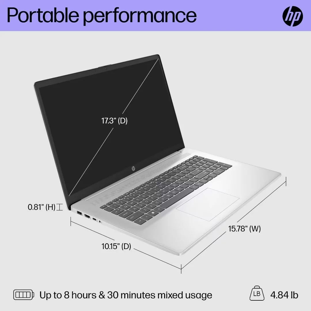 HP Laptop 17 with Intel Core i7-1355U | 17.3 Inch FHD Display | 16 GB DDR4 RAM | 1 TB SSD