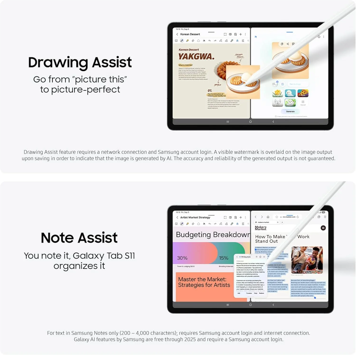 Samsung Galaxy Tab S11 256 GB WiFi Android Tablet, Large Display, Durable, Slim, Light, High Performance, Long Battery Life, S Pen for Note-Taking, AI Assist, Silver