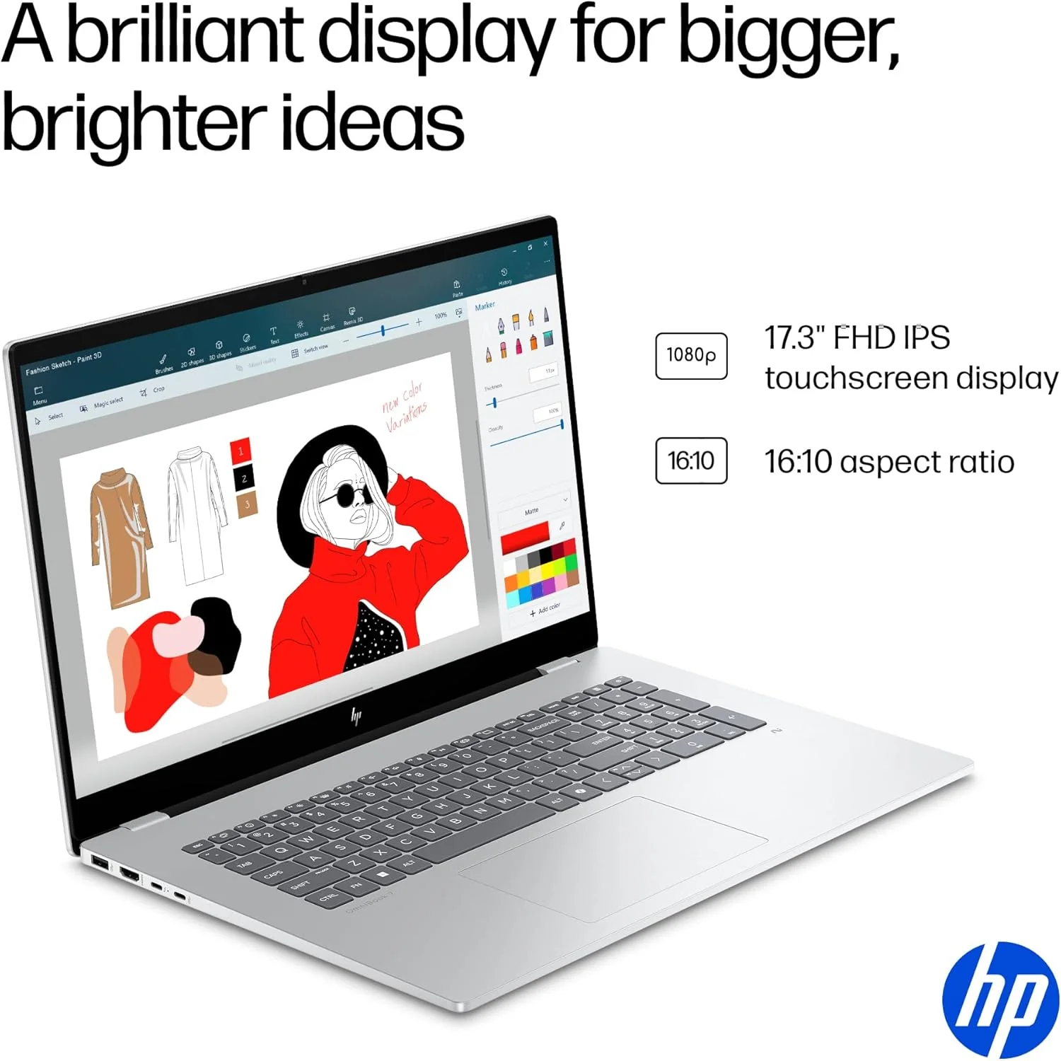 HP OmniBook 7 17.3 inch Next Gen AI PC, FHD Touchscreen Display, Intel Core Ultra 7 256V, 16 GB RAM, 1 TB SSD, Intel Arc 140V GPU, Windows 11 Home, Copilot+ PC, Glacier Silver, 17-dc0000nr