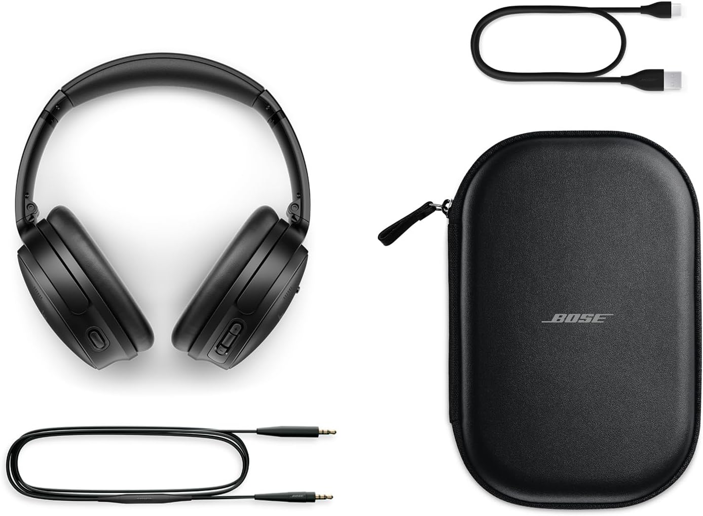 Bose QuietComfort Headphones - Wireless Bluetooth Headphones, Active Over Ear Noise Cancelling and Mic, USB-C Charging, Deep Bass, Up to 24 Hours of Playtime, Black