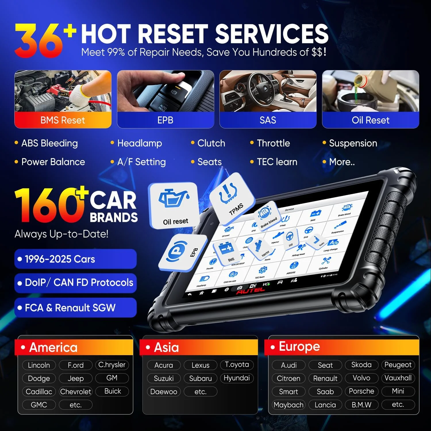 Autel MaxiSYS MS906 PRO Scanner, 2025 MS906PRO V2.0 Same as MS906 MAX, 3000+ Bidirectional Diagnostic Scan Tool Up of MP900BT MS906BT MS908 MK908, CAN FD DoIP, 36+ Service, Auto Scan 2.0, Active Tests