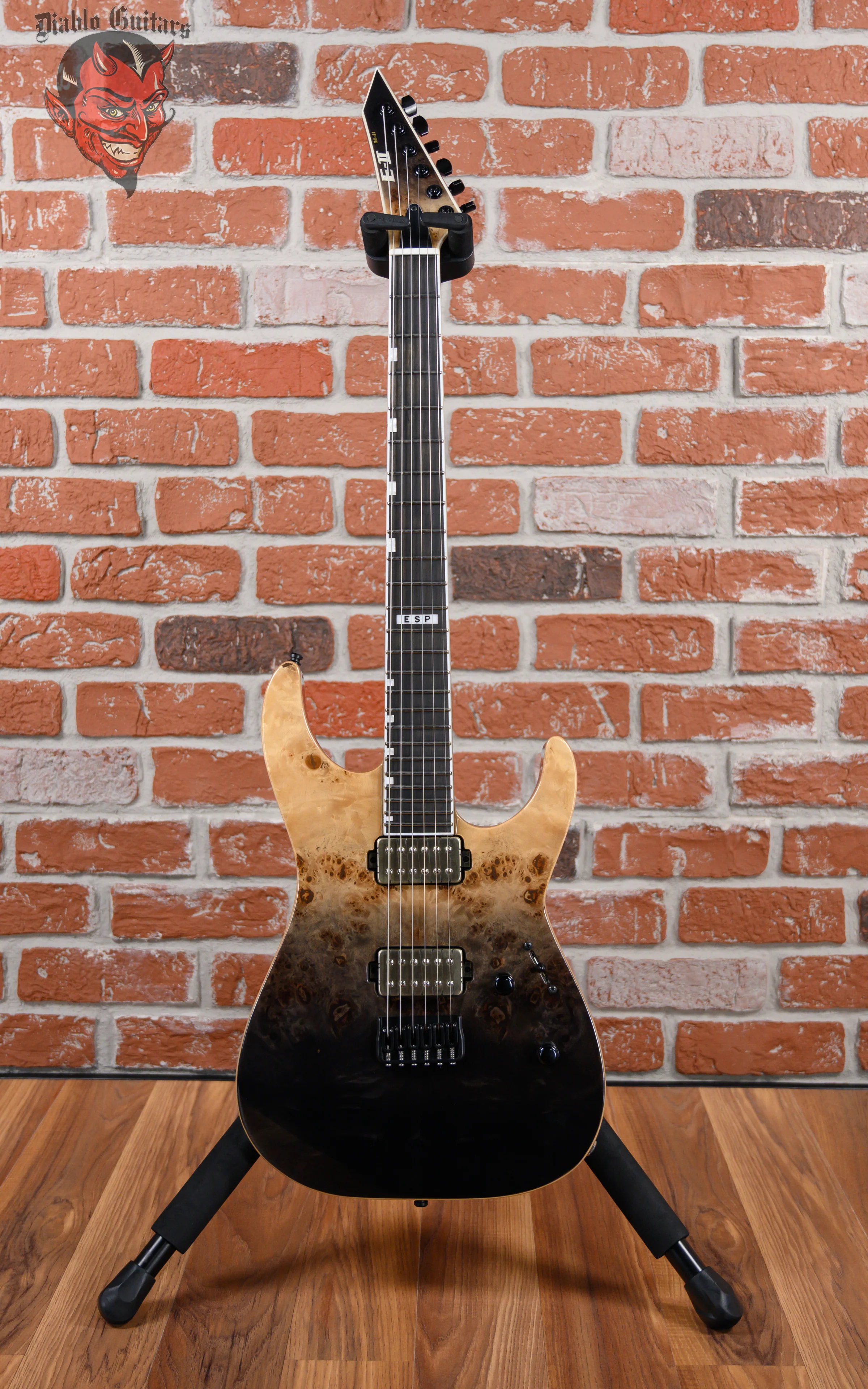 ESP E-II M-II NT Burled Maple Top Black Natural Fade 2021 w/OHSC