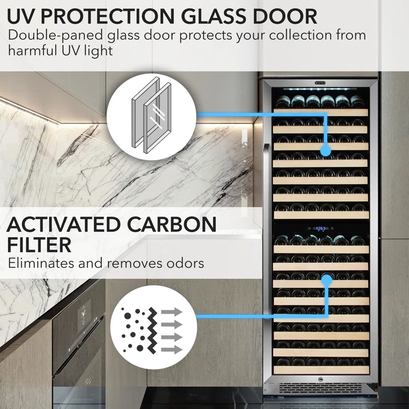 Whynter 164 Bottle Dual Zone Built-In Wine Refrigerator