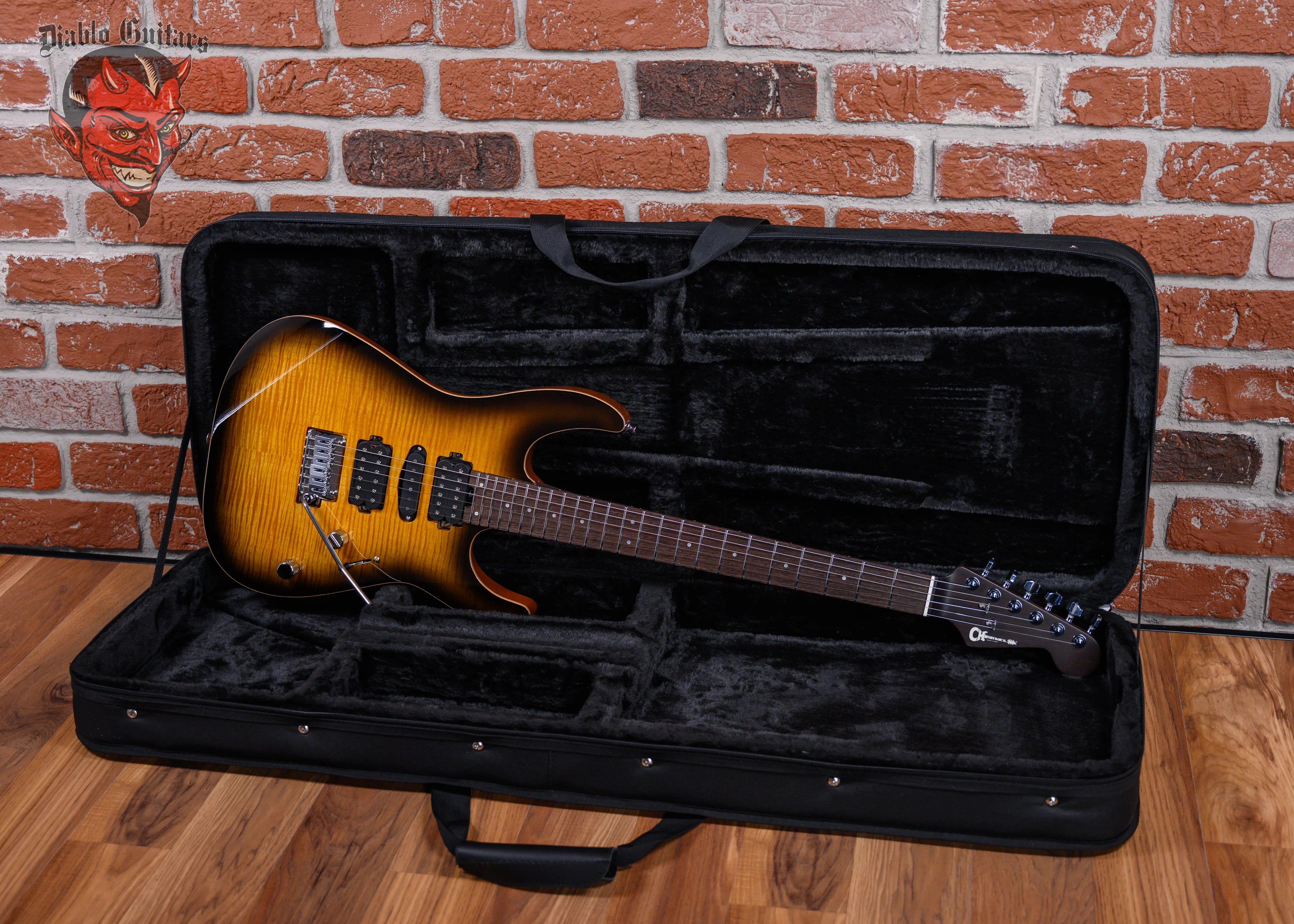 Charvel MJ Dinky DK24 HSH 2PT W MAH FM Flame Maple Top in Antique Burst 2024 w/OSSC