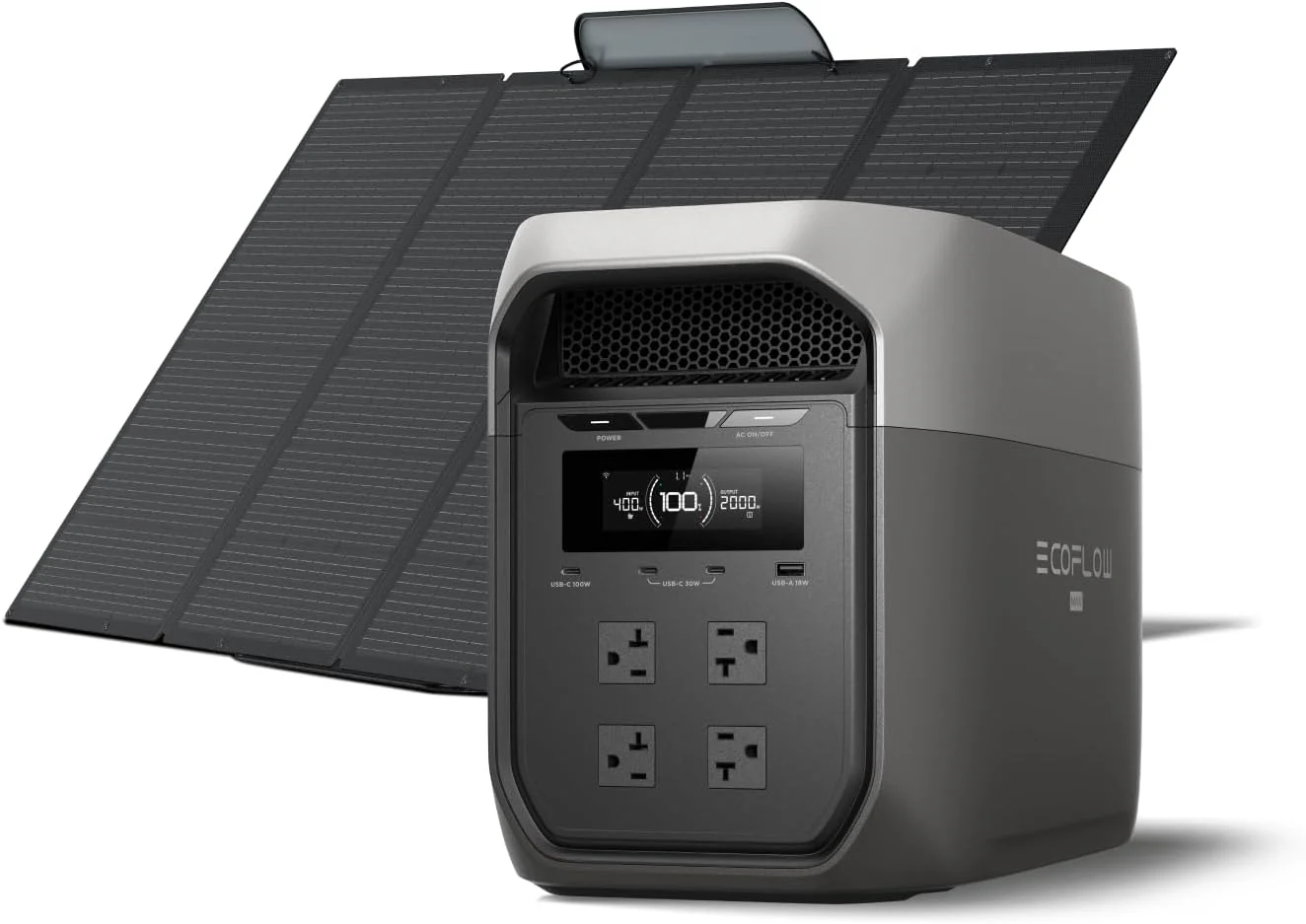 EF ECOFLOW Portable Power Station DELTA 3 MAX with 220W Solar Panel, 3400W X-Boost Output, Ultra-Fast 0-80% Charging in 1.13 Hr, Home Backup & RV Camping