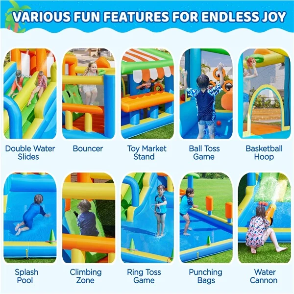 Yaheetech Inflatable Water Slide with Market Stand