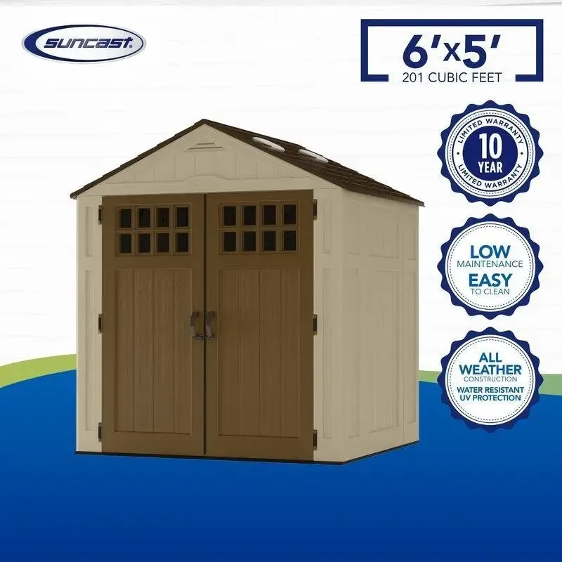 6'3" wide x 5'6" deep resin storage shed