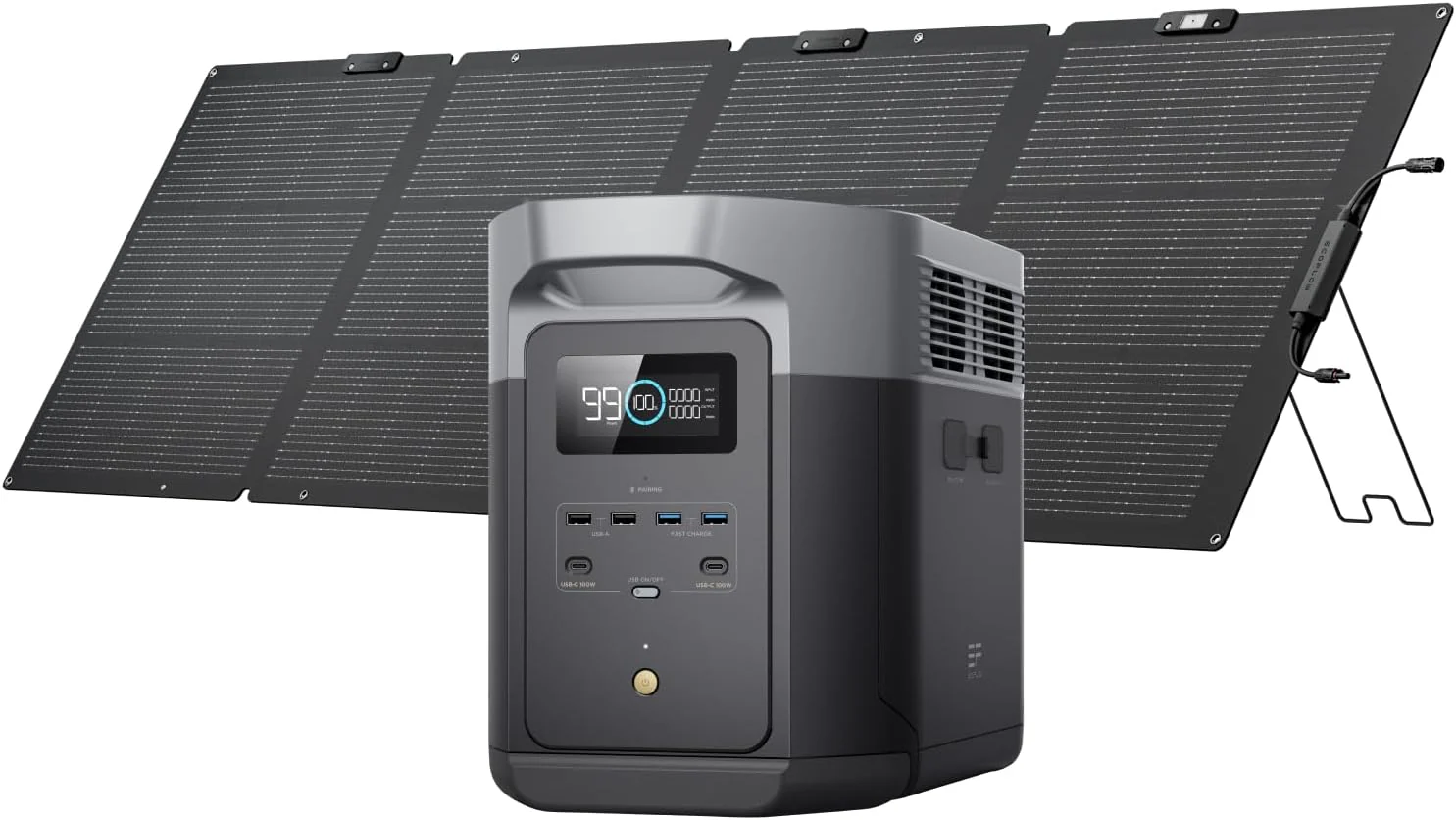 EF ECOFLOW Portable Power Station DELTA 3 MAX with 220W Solar Panel, 3400W X-Boost Output, Ultra-Fast 0-80% Charging in 1.13 Hr, Home Backup & RV Camping