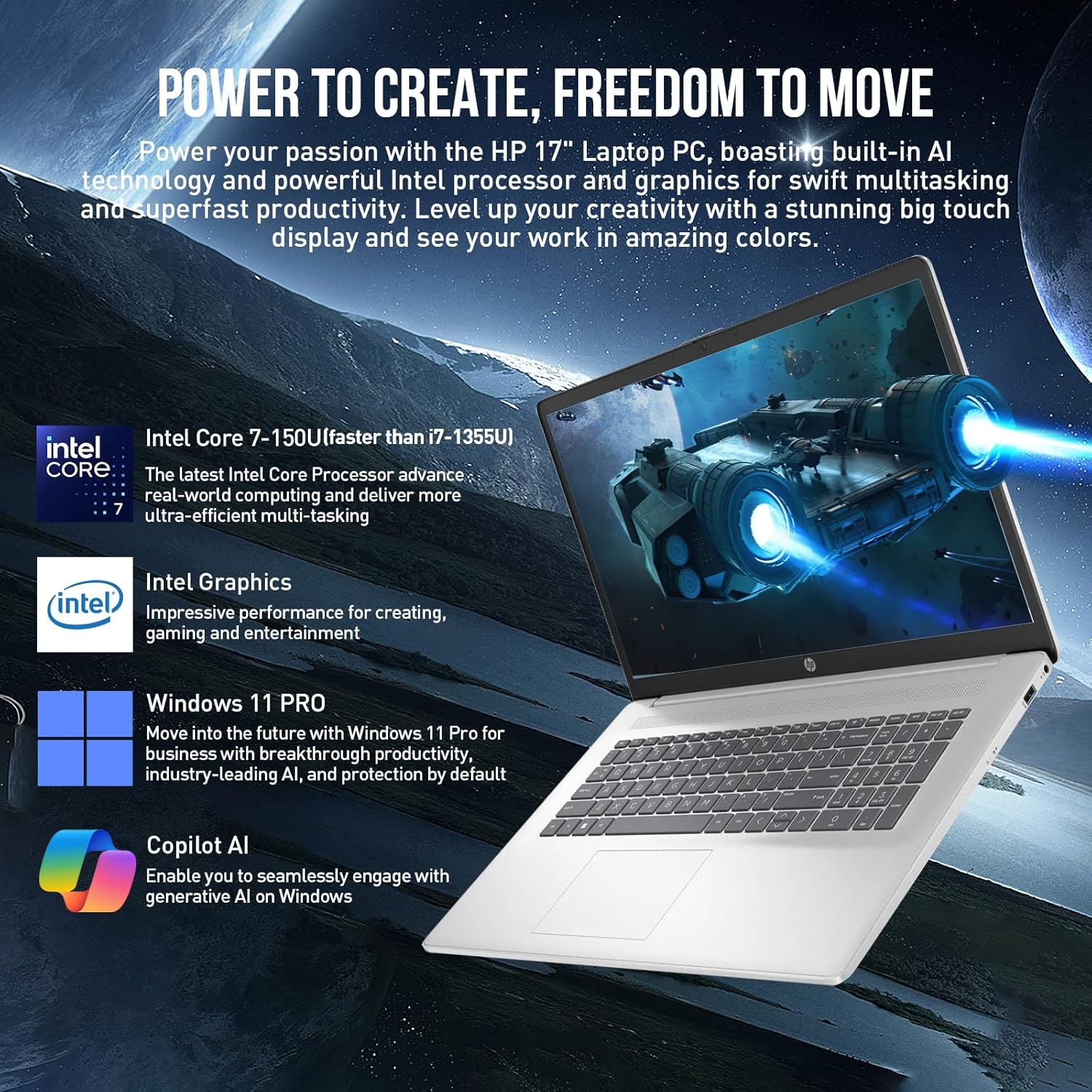 HP 17 Touchscreen Laptop Computer, 17.3