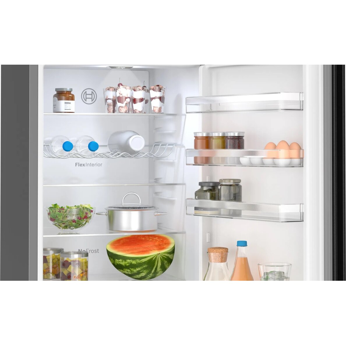 Bosch KGN27NBFAG Serie 2 Freestanding Fridge Freezer with NoFrost, MultiBox XXL, LED Lights, 182.4 x 55cm, Black Energy Class F