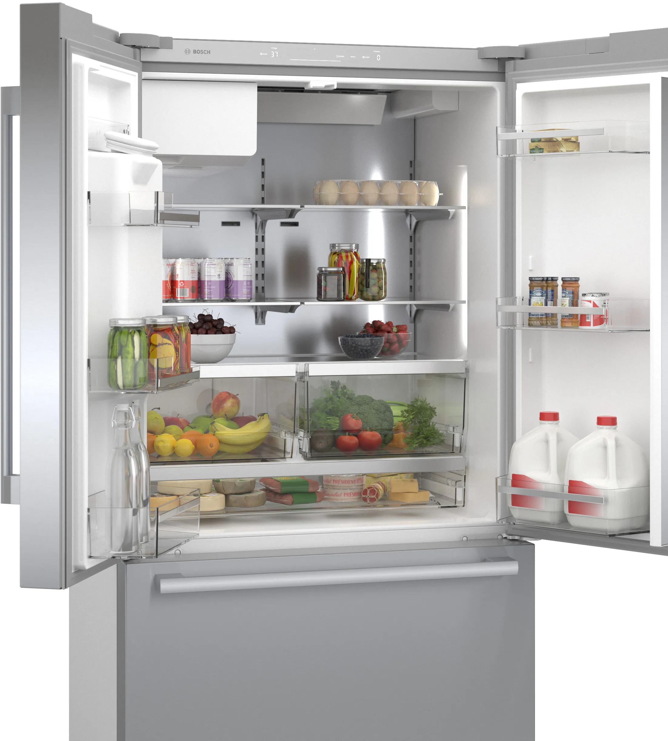 Bosch B36CD50SNS 500 Series French Door Bottom Mount Refrigerator 36'' Stainless steel (with anti-fingerprint), Total No Frost