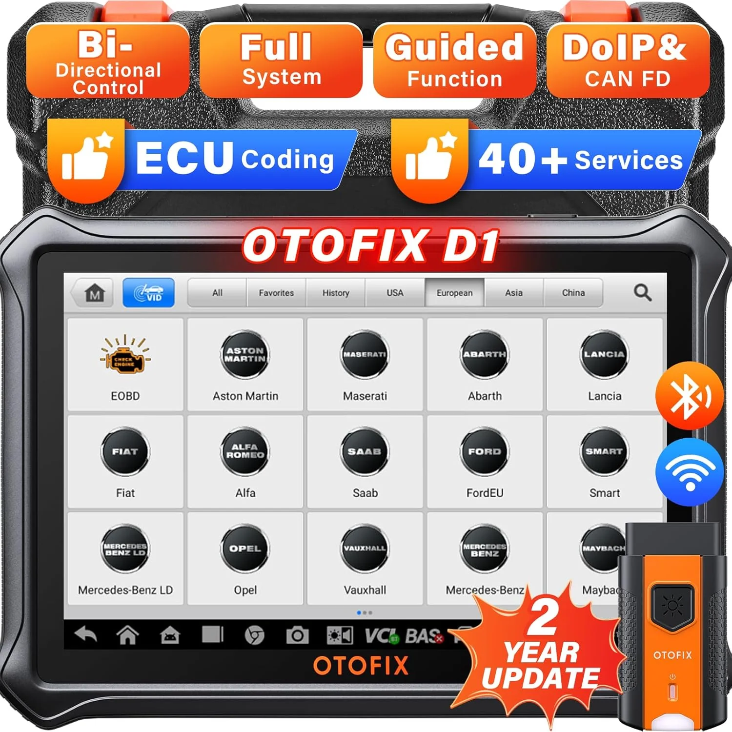 OTOFIX D1 ECU Coding Diagnostic Scanner for Car [ 2-Year Free Update],2025 Bi-Directional Scan Tool,40+ Resets, FCA AutoAuth, All Systems Diagnosis,CAN FD & DoIP, Upgraded of D1 Lite