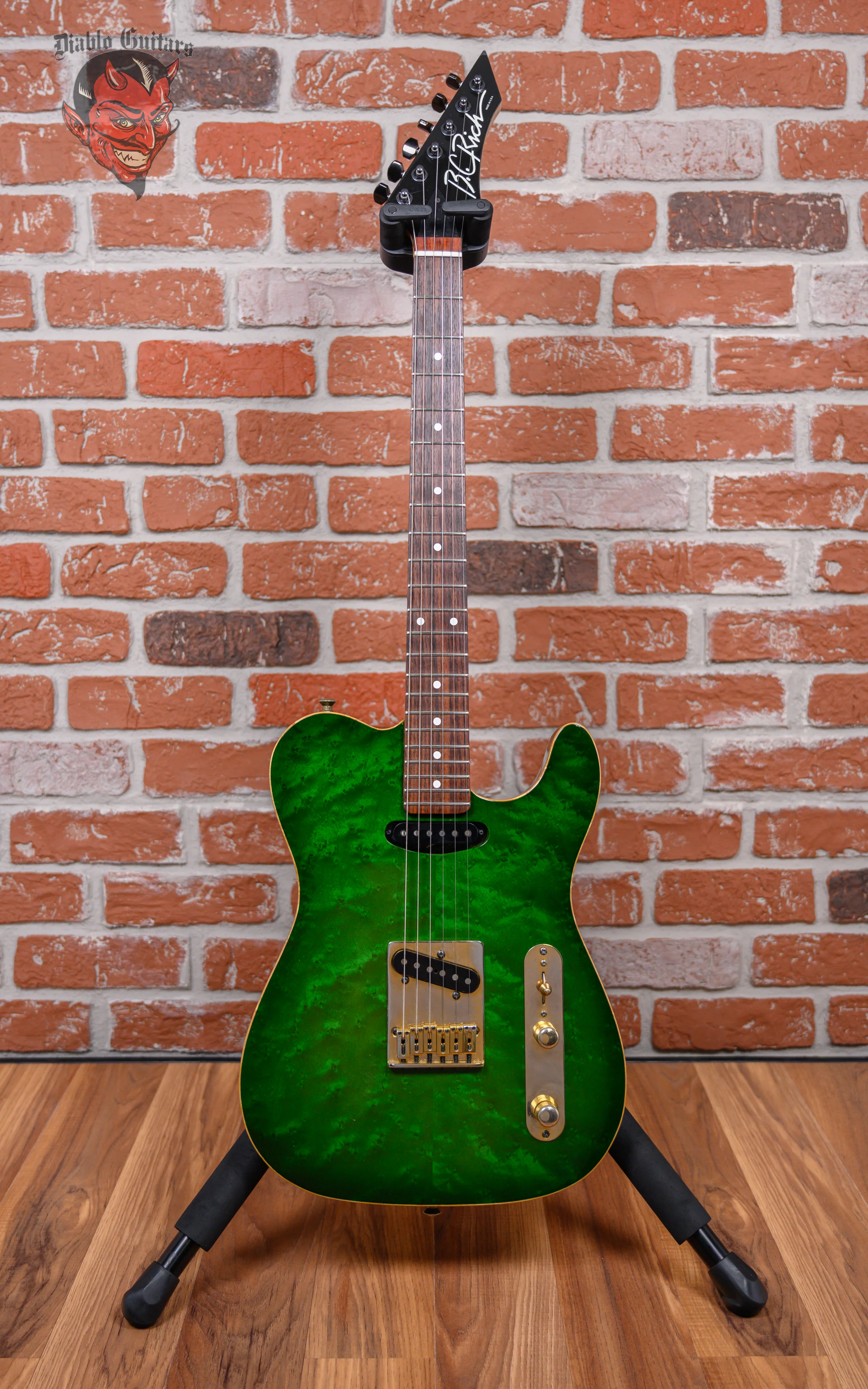 B.C. Rich USA Custom Shop Telecaster One-Off Birdseye Maple Top Transparent Green 1990 w/OHSC