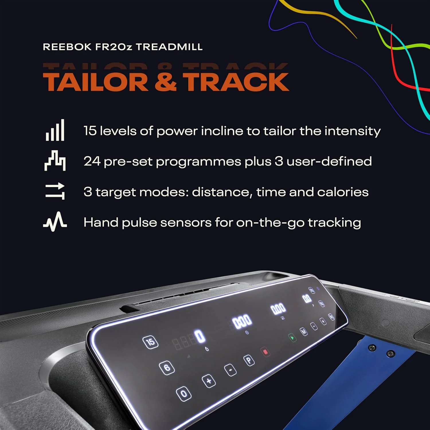 Reebok FR20z Floatride Treadmill - Blue with Incline, Bluetooth, Walking or Running, 2.25 HP, 11.2 MPH, 264 lb. Capacity, Kinomap Compatible