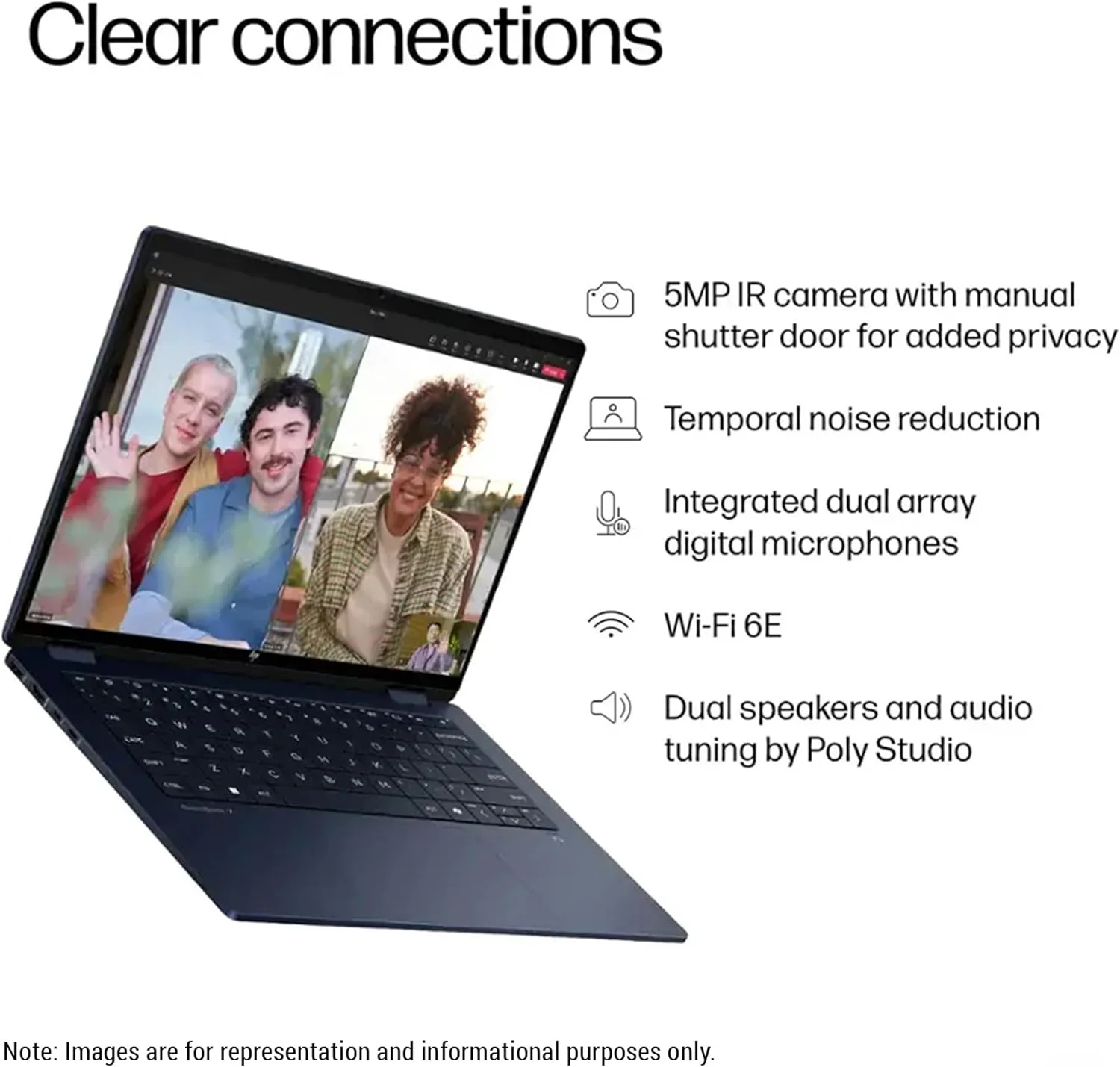 HP OmniBook X Flip 2-in-1 Copilot+ Laptop, Intel Ultra 7-256V, 16 GB LPDDR5x RAM, 1 TB PCIe SSD, 14