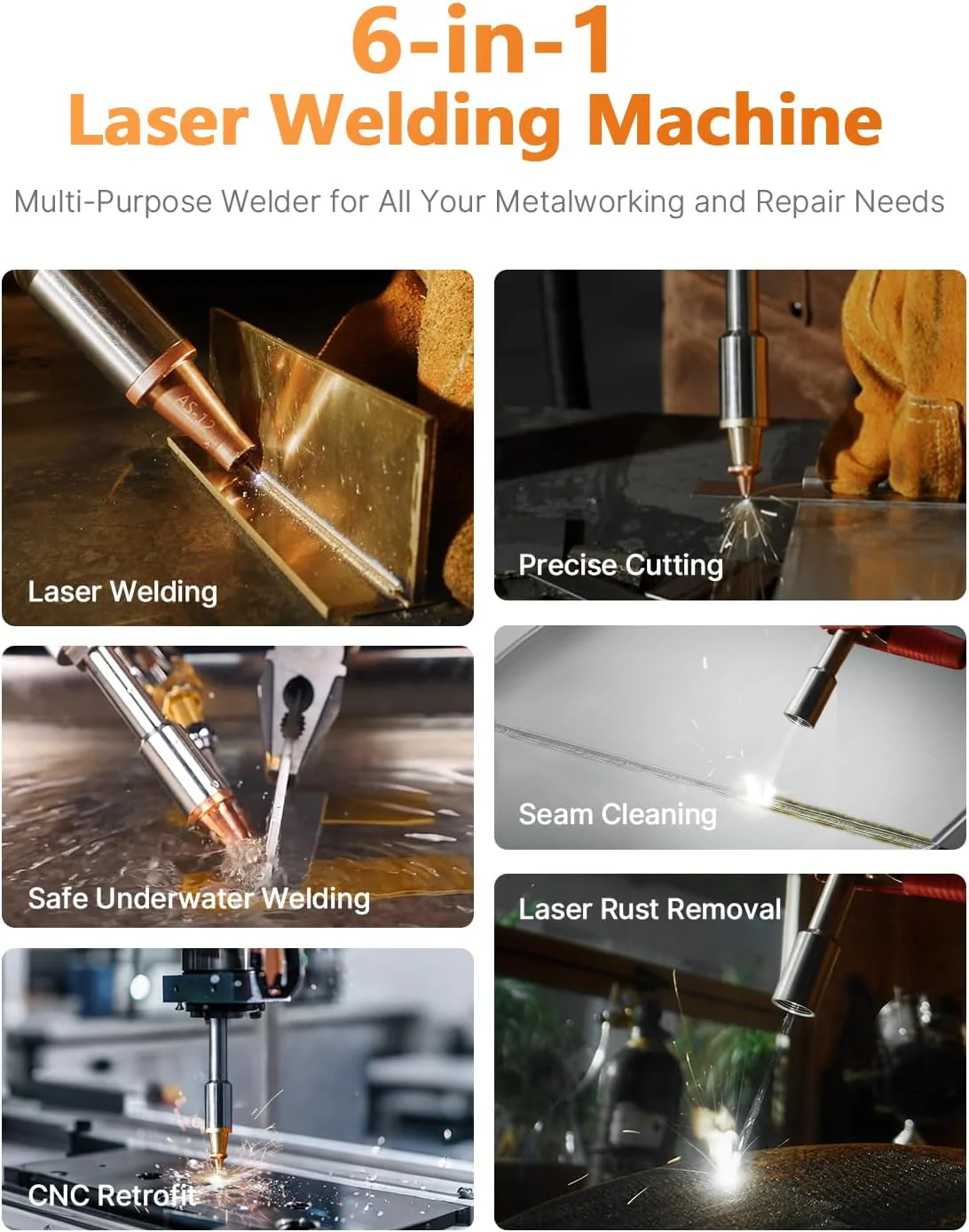 X1pro 700W Laser Welding Machine – 6-in-1 Fiber Laser Welder for Welding, Cutting, Cleaning, Rust Removal, Underwater Welding & CNC Retrofit – Equipped with Auto Wire Feeder and Helmet