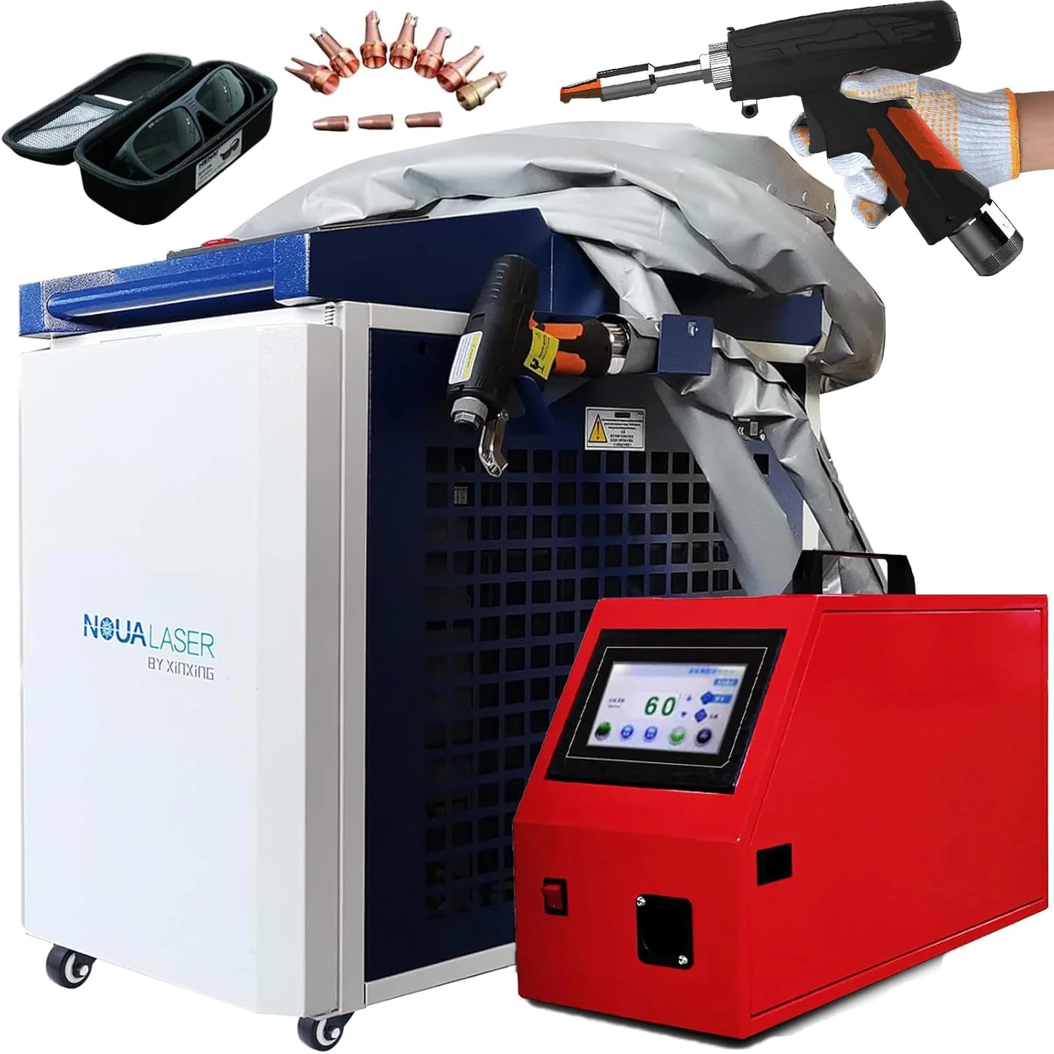 Inclusive 1200W Handheld Laser Welder, 4 in 1 Fiber Laser Welding Machine for Stainless Steel/Aluminum/Carbon Steel/Brass(0.5-3mm), MAX/Racus 300% Efficiency, Continuous Work&Easy to Operate, 220V
